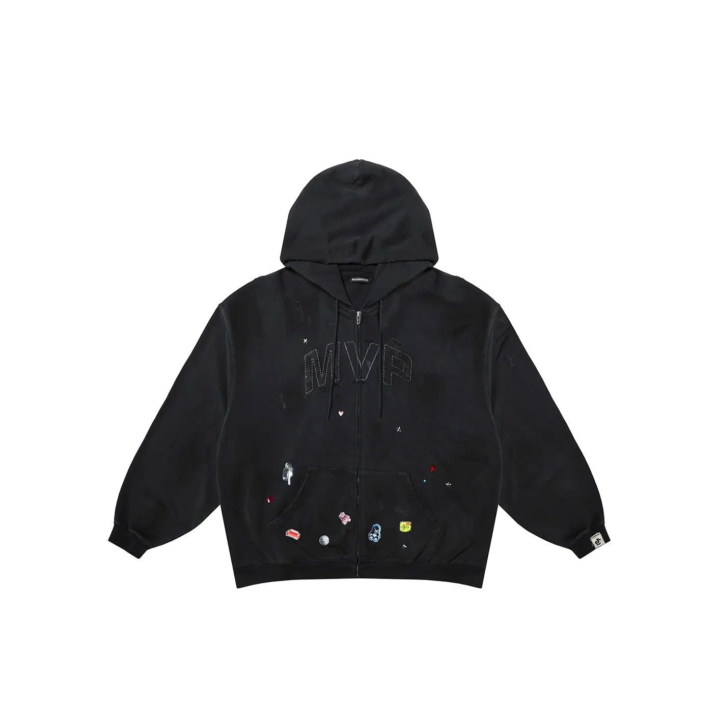 MASONPRINCE Oversized Knit Hoodie and Wide-Leg Pant Set with Graphic Appliqué