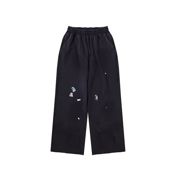 MASONPRINCE Oversized Knit Hoodie and Wide-Leg Pant Set with Graphic Appliqué