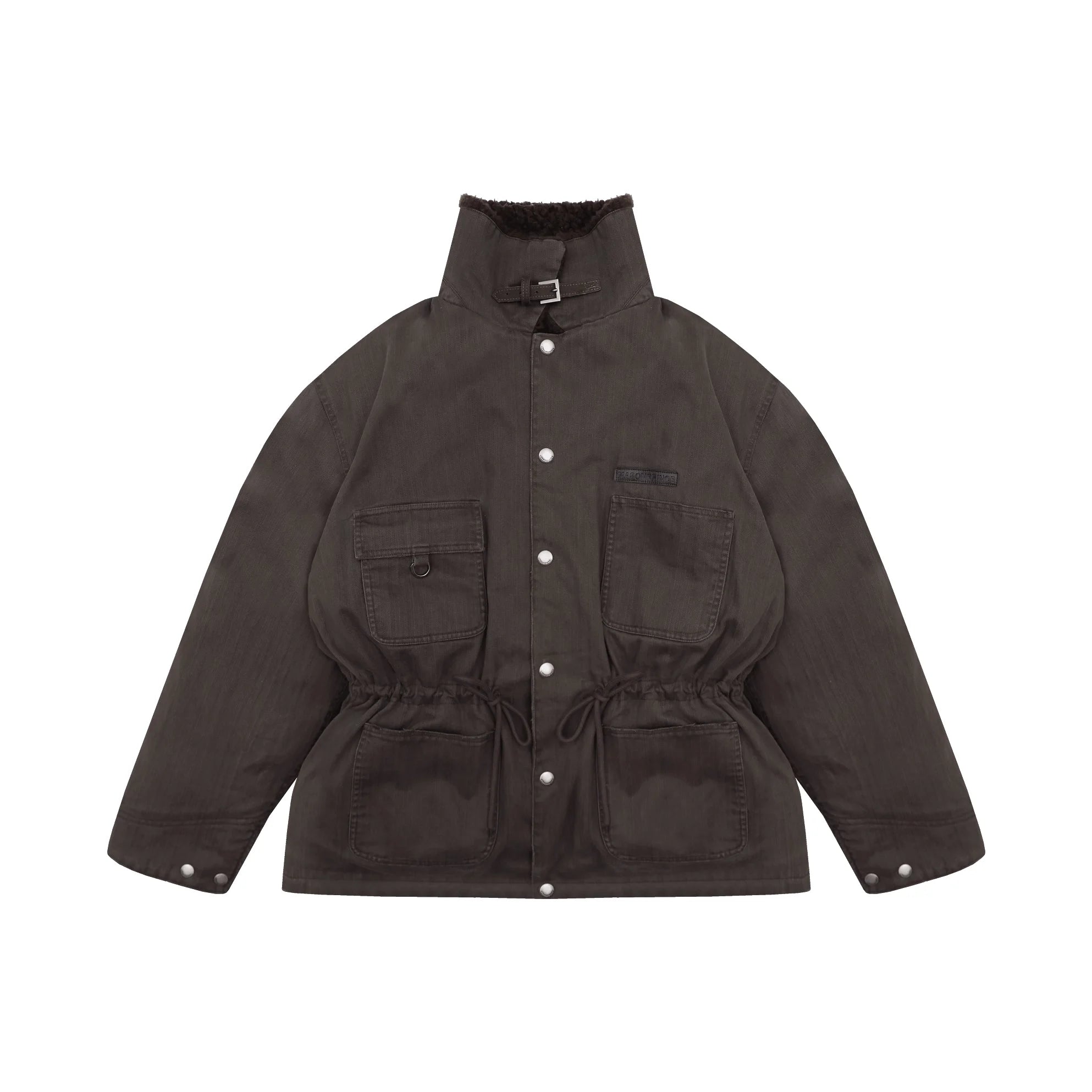 MASONPRINCE Men's High-Neck Utility Puffer Jacket with Sherpa Lining