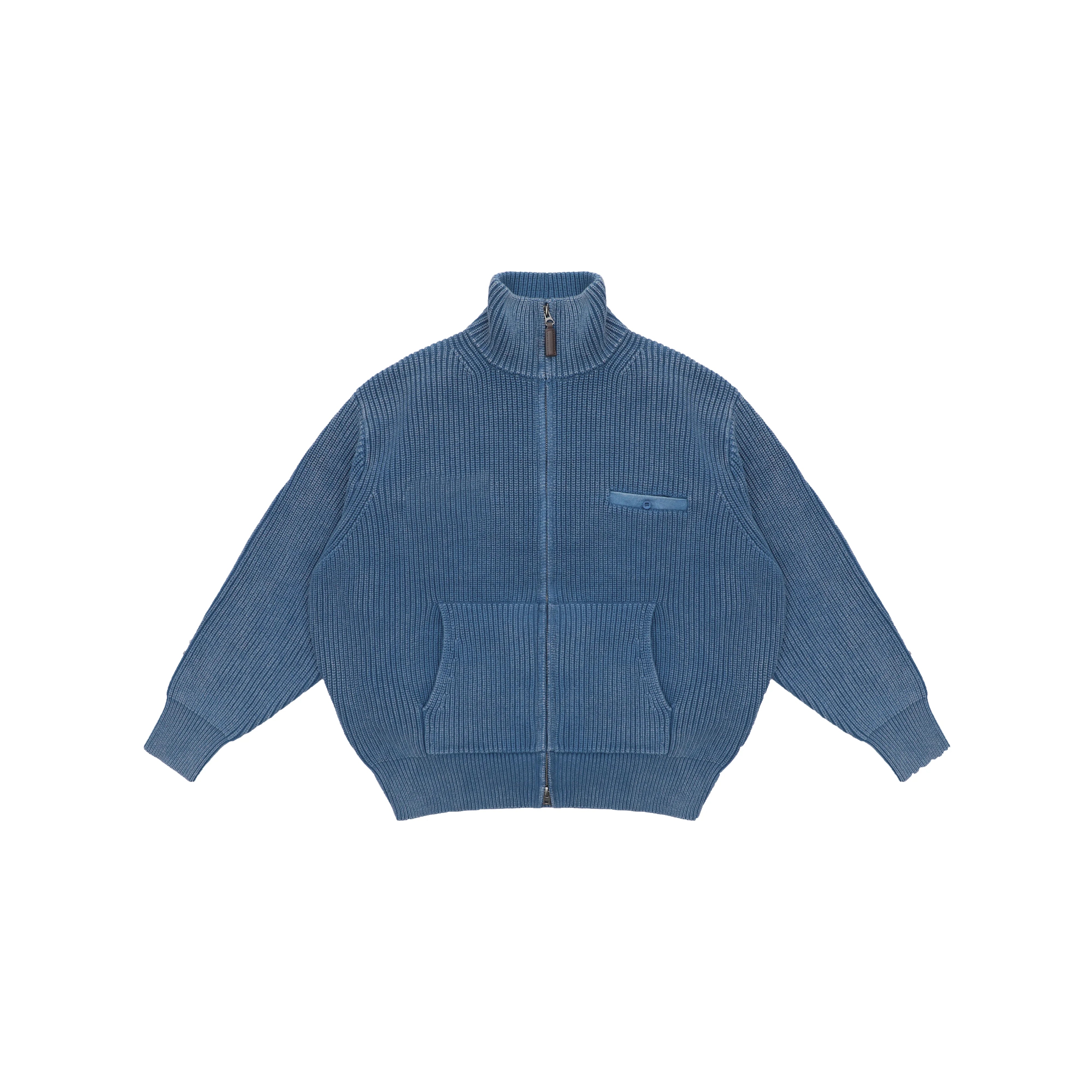 MASONPRINCE Women's Thick Knit Zip-Up Cardigan with Patch Pocket