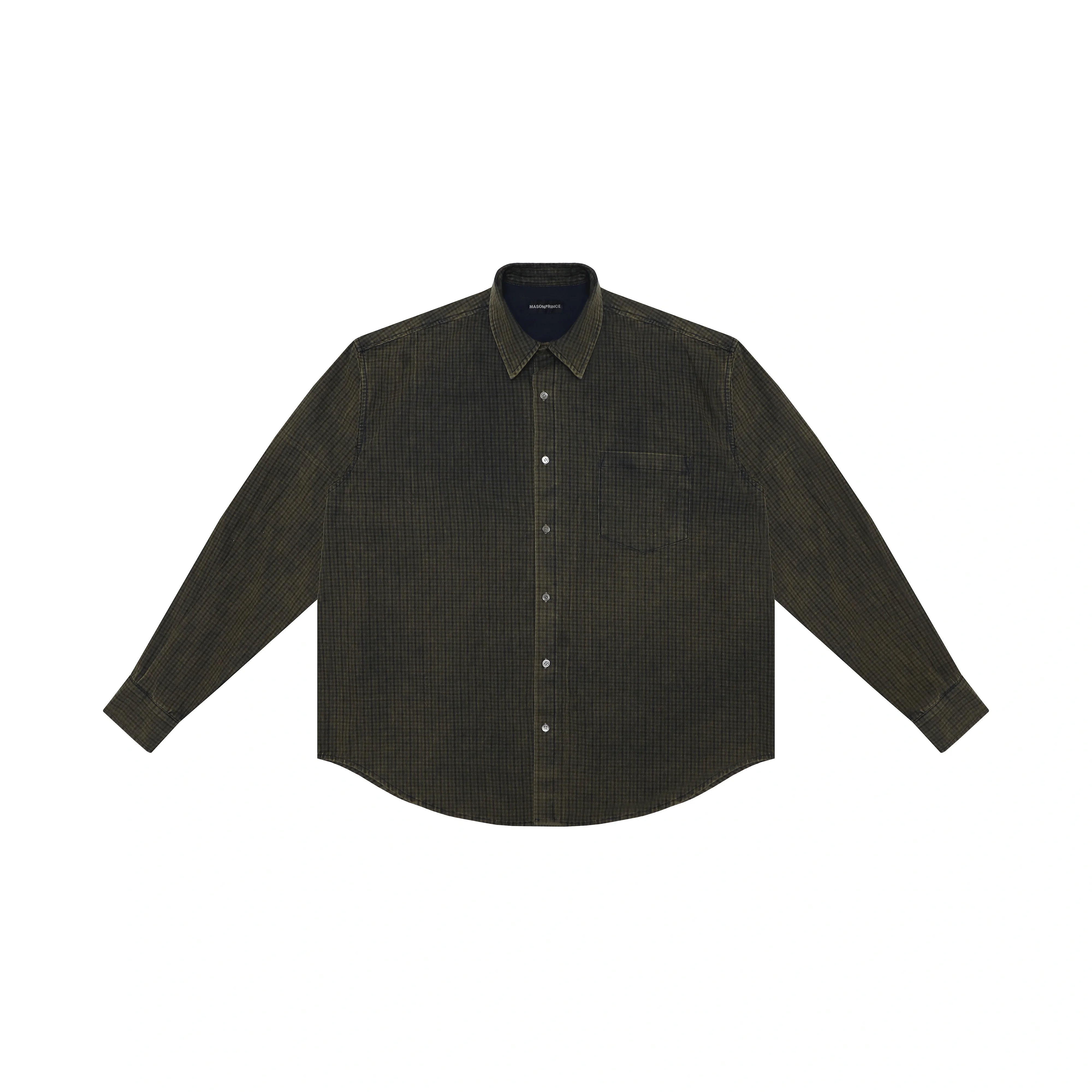MASONPRINCE Tape Shoulder Washed Heavy Plaid Shirt
