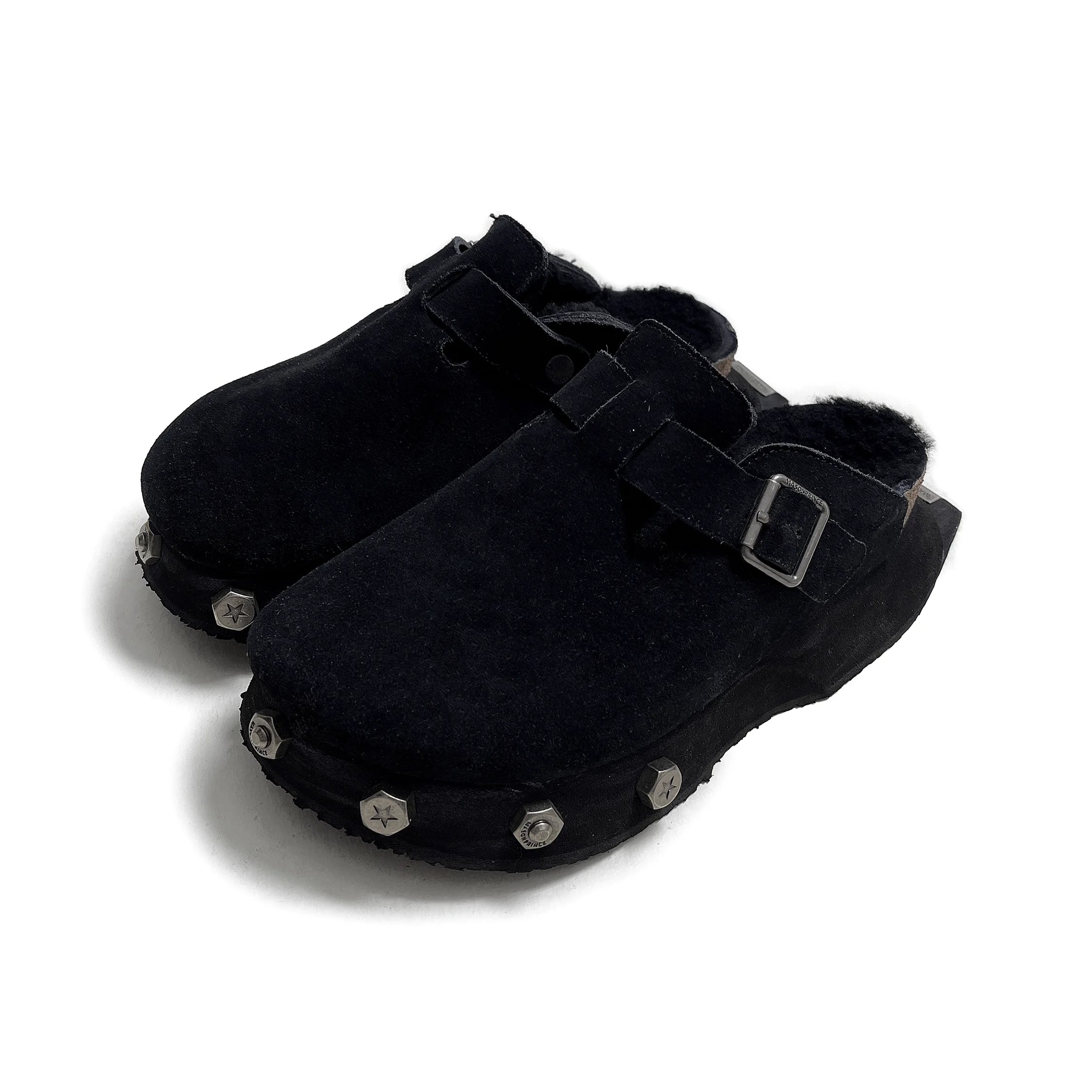 MASONPRINCE Men's Suede Chunky Platform Clog Slippers