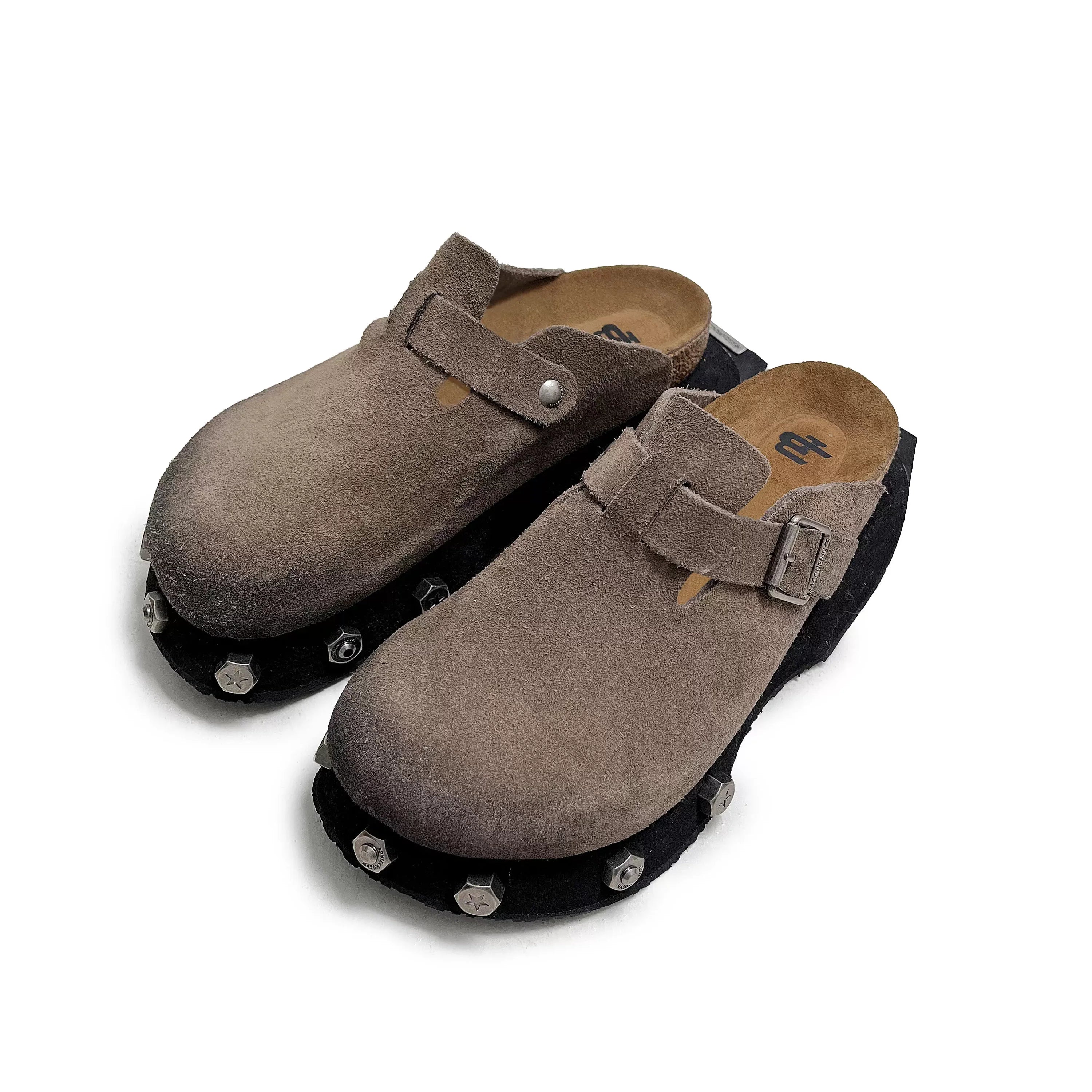 MASONPRINCE Men's Suede Chunky Platform Clog Slippers