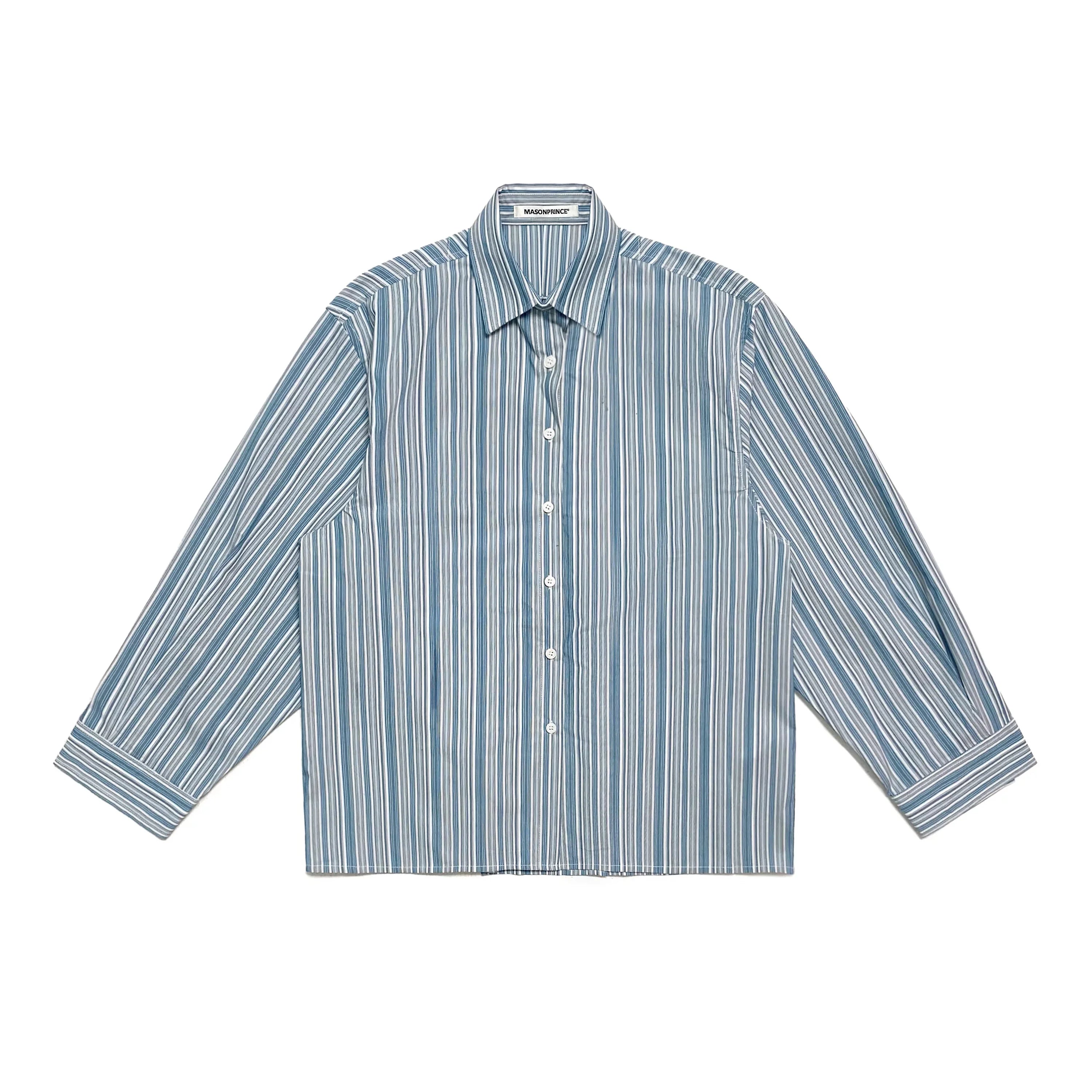 MASONPRINCE Men's Vintage Striped Long Sleeve Shirt – Loose Fit, Spring/Autumn Wear