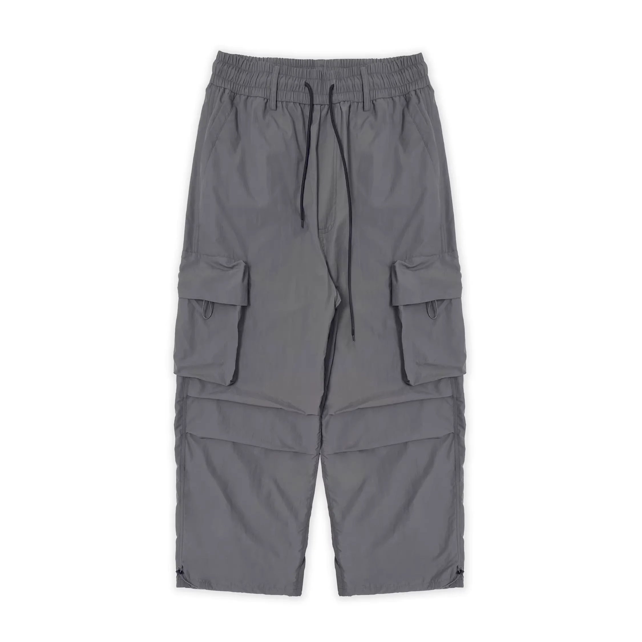 MASONPRINCE Men's Black Nylon Stand Collar Pullover Jacket and Cargo Pants Set