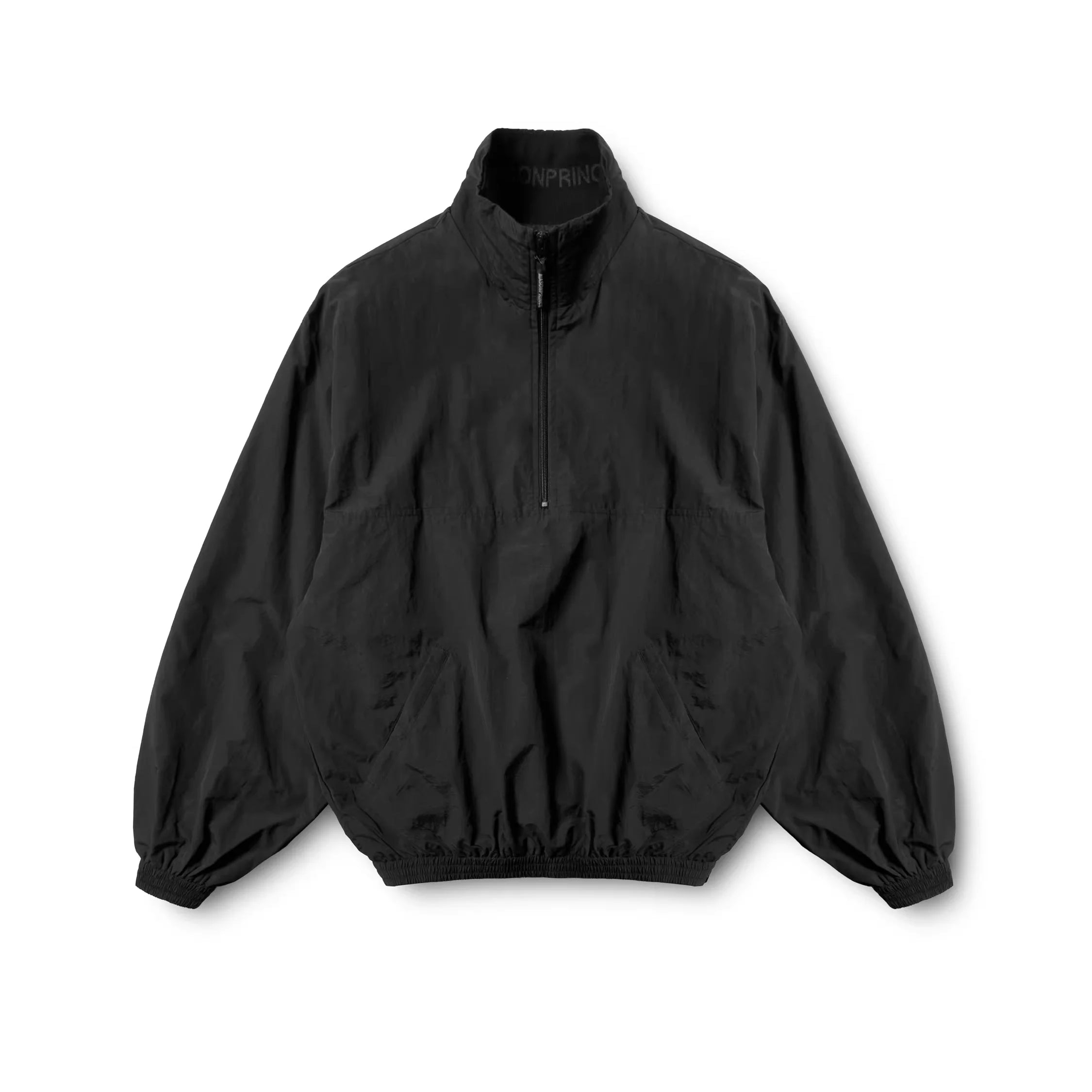 MASONPRINCE Men's Black Nylon Stand Collar Pullover Jacket and Cargo Pants Set