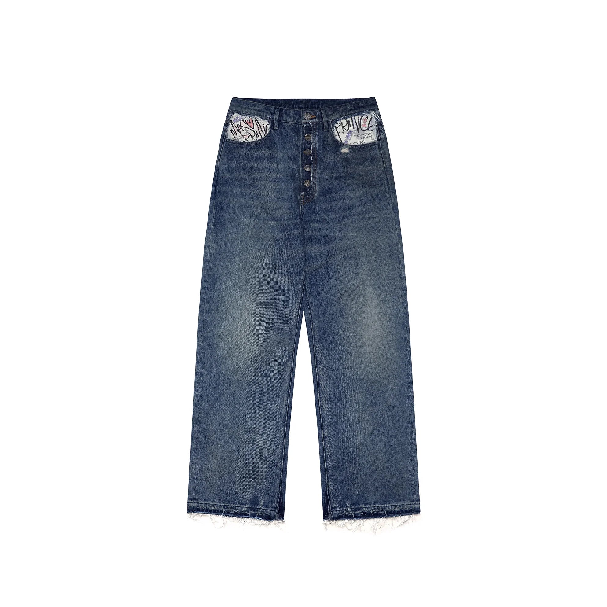 MASONPRINCE Women's High-Waisted Distressed Wide-Leg Cropped Denim Jeans