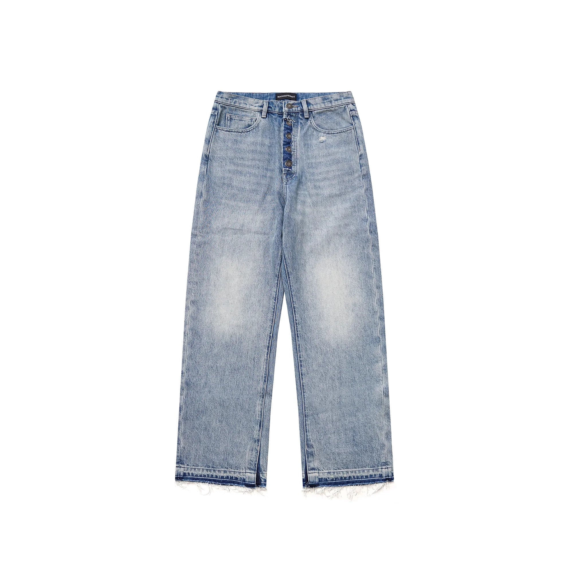 MASONPRINCE Women's High-Waisted Distressed Wide-Leg Cropped Denim Jeans