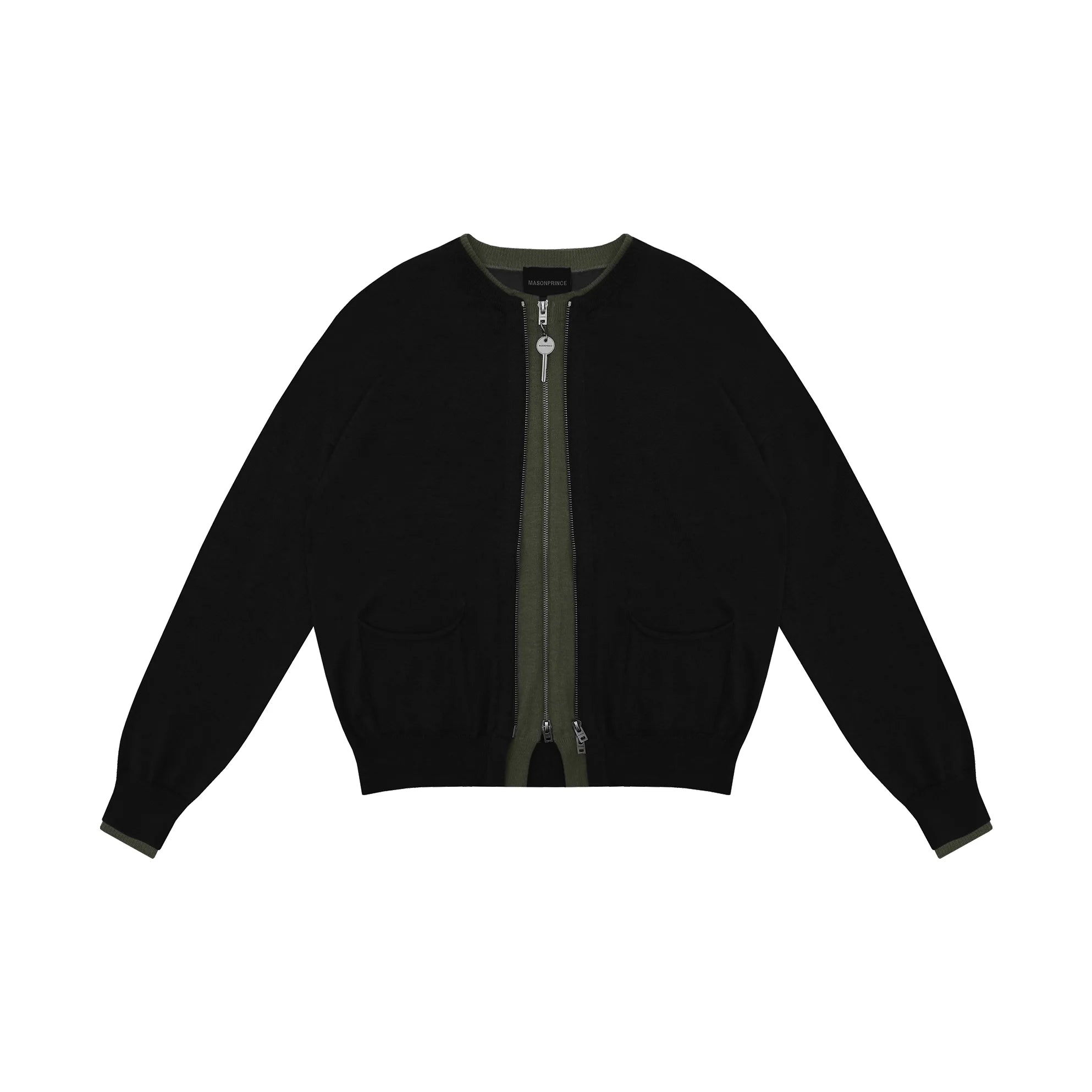 MASONPRINCE Autumn Wool Two-Tone Zip-Up Cardigan Set