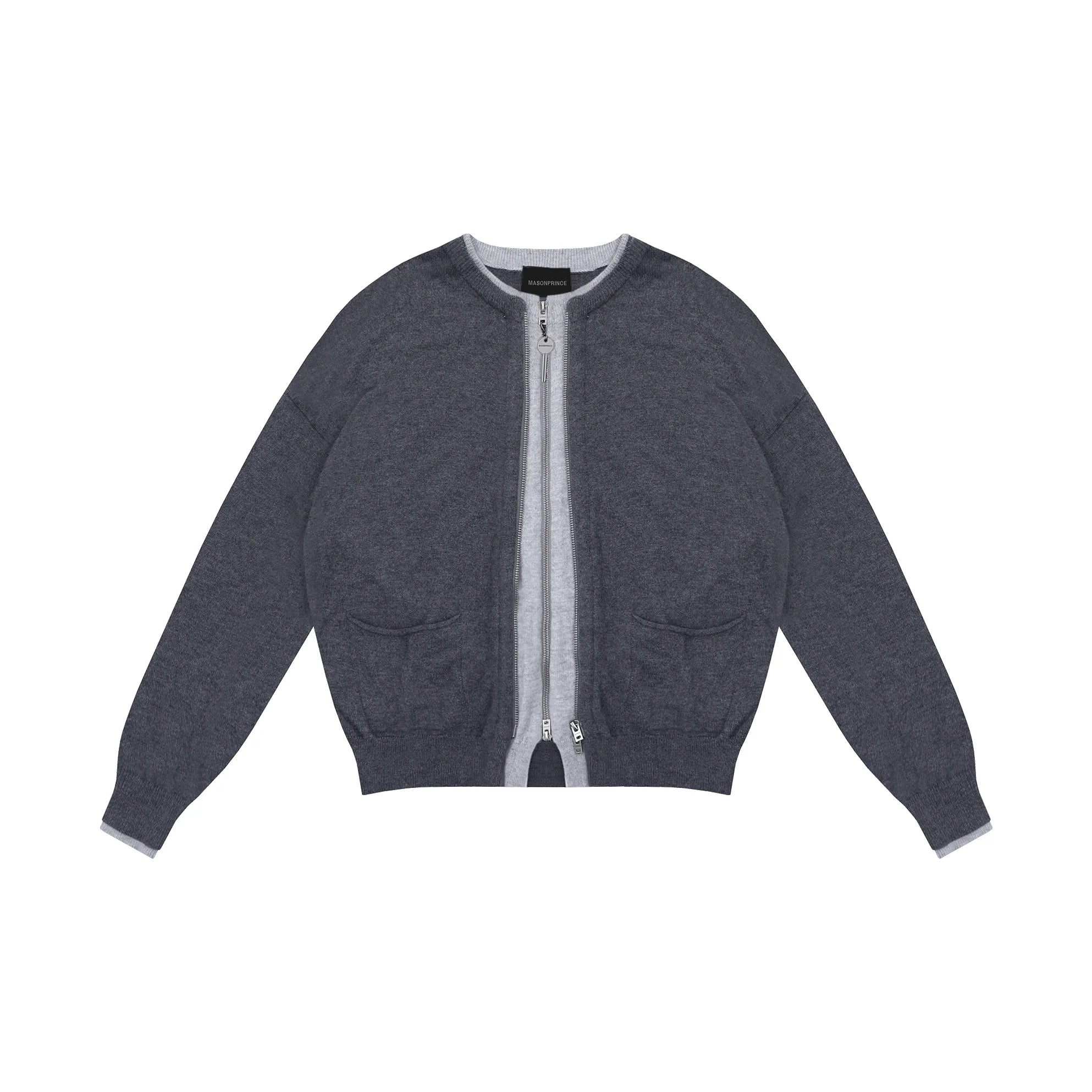 MASONPRINCE Autumn Wool Two-Tone Zip-Up Cardigan Set