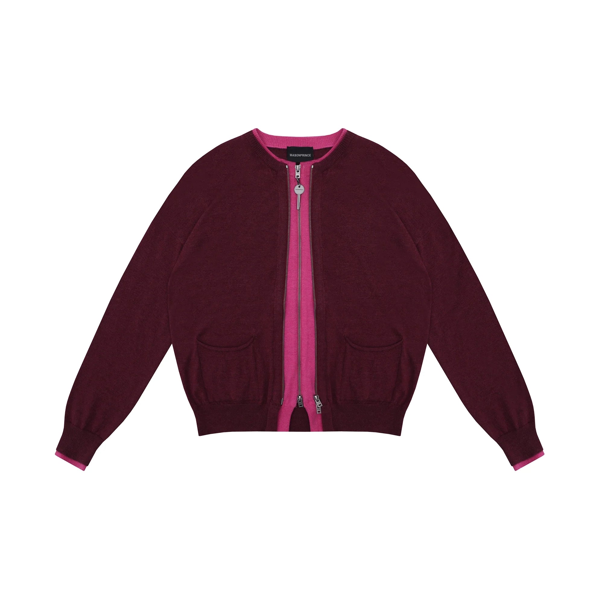 MASONPRINCE Autumn Wool Two-Tone Zip-Up Cardigan Set