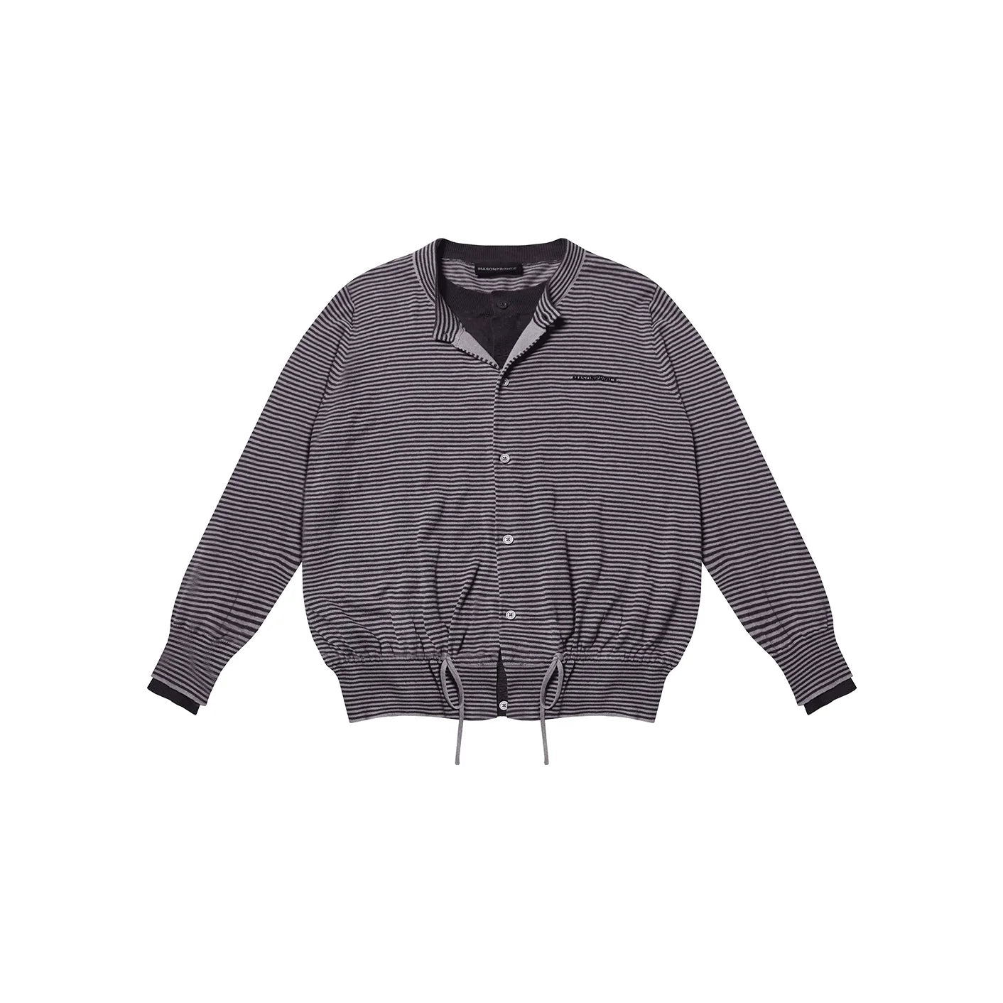 MASONPRINCE Striped Faux Two-Piece Knit Cardigan