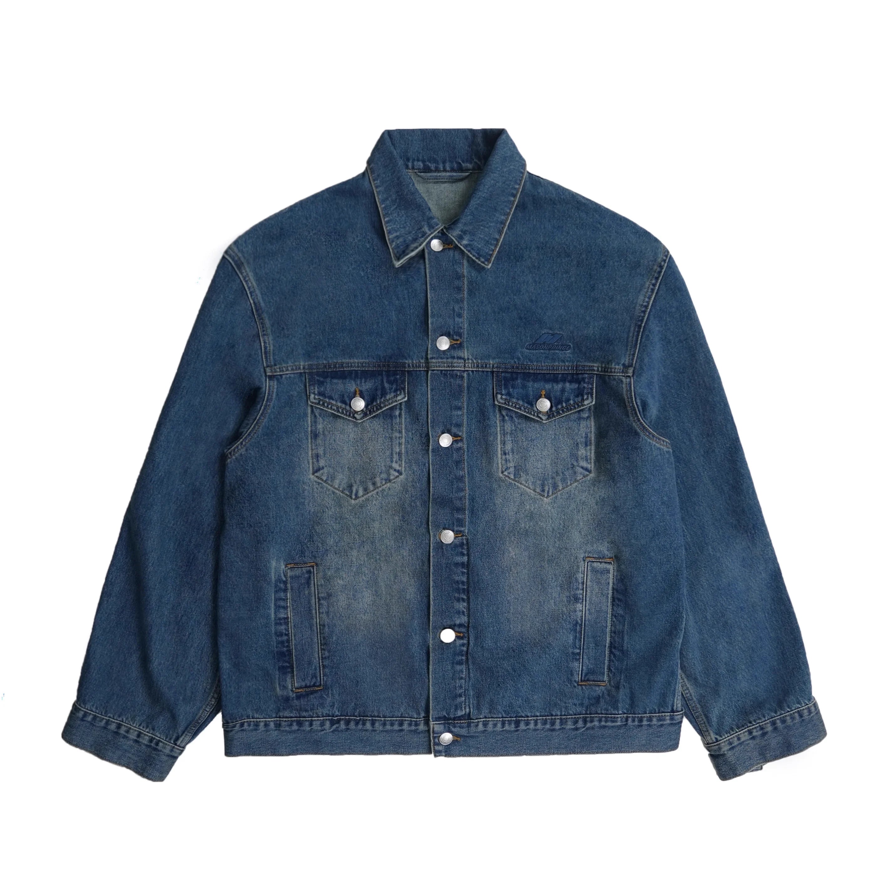 MASONPRINCE Retro Washed Two-Tone Denim Jacket for Men