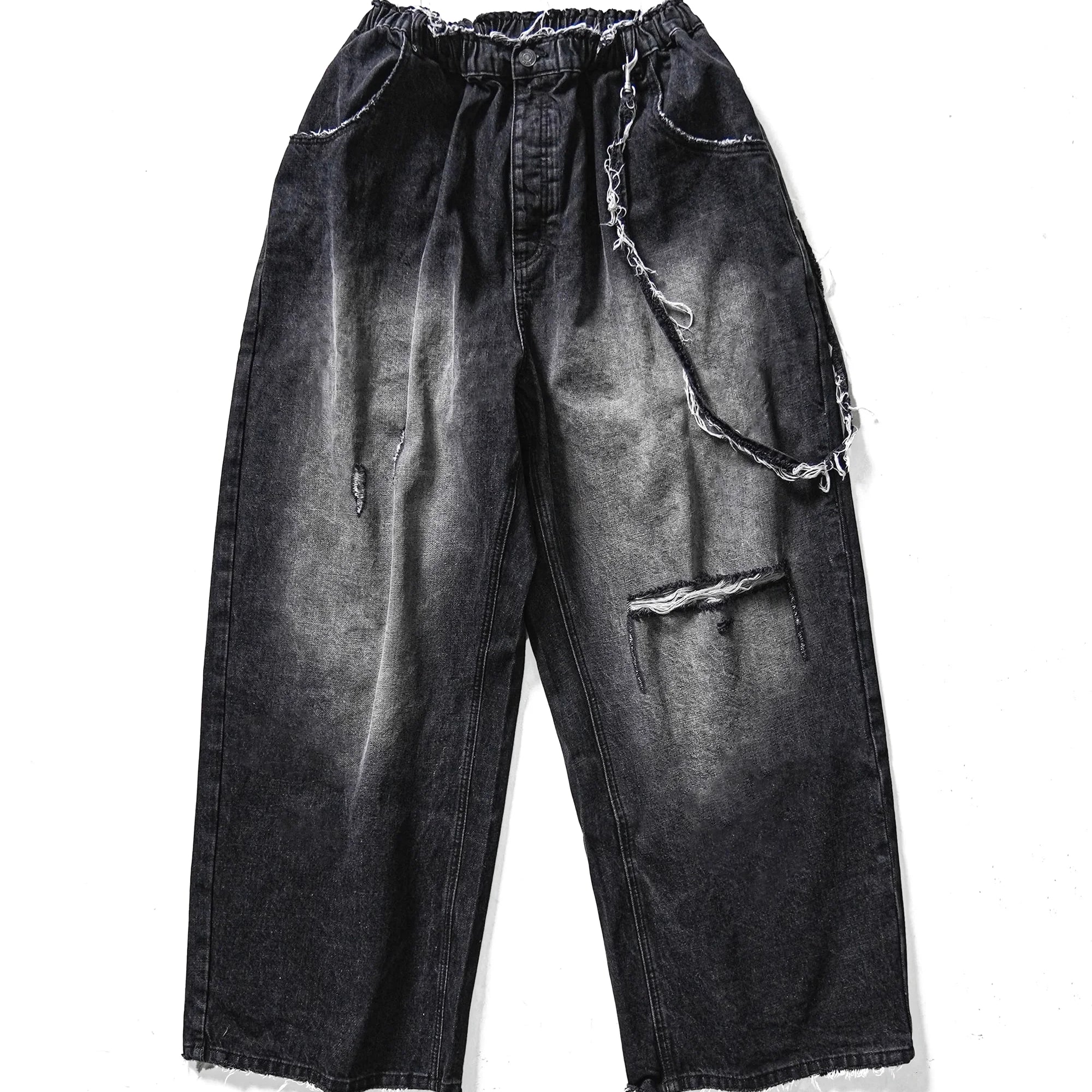 MASONPRINCE Men's Loose Fit Ripped Jeans with Elastic Waist – Lightweight for Spring and Summer