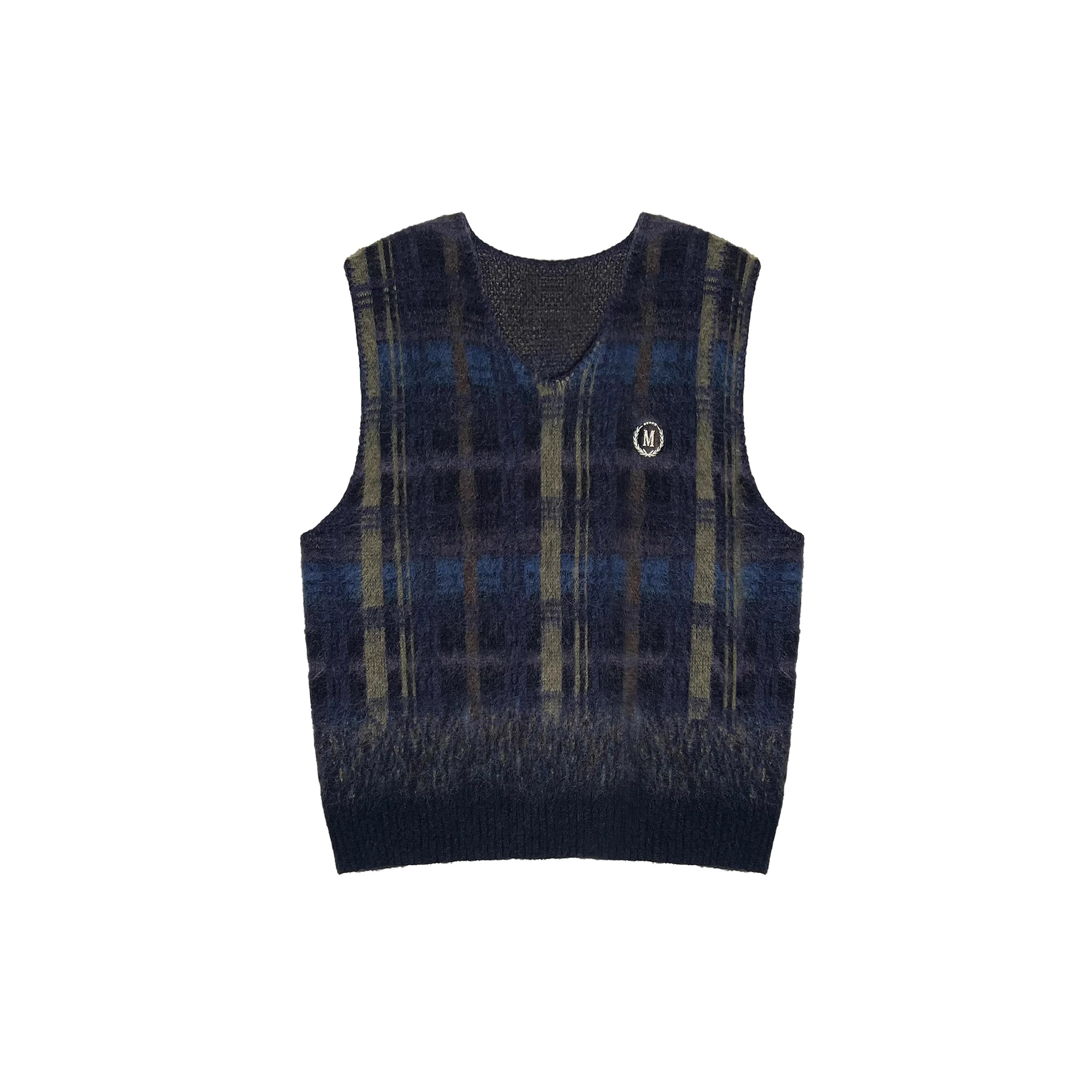 MASONPRINCE Unisex Fuzzy Plaid Knit Wrap Cardigan