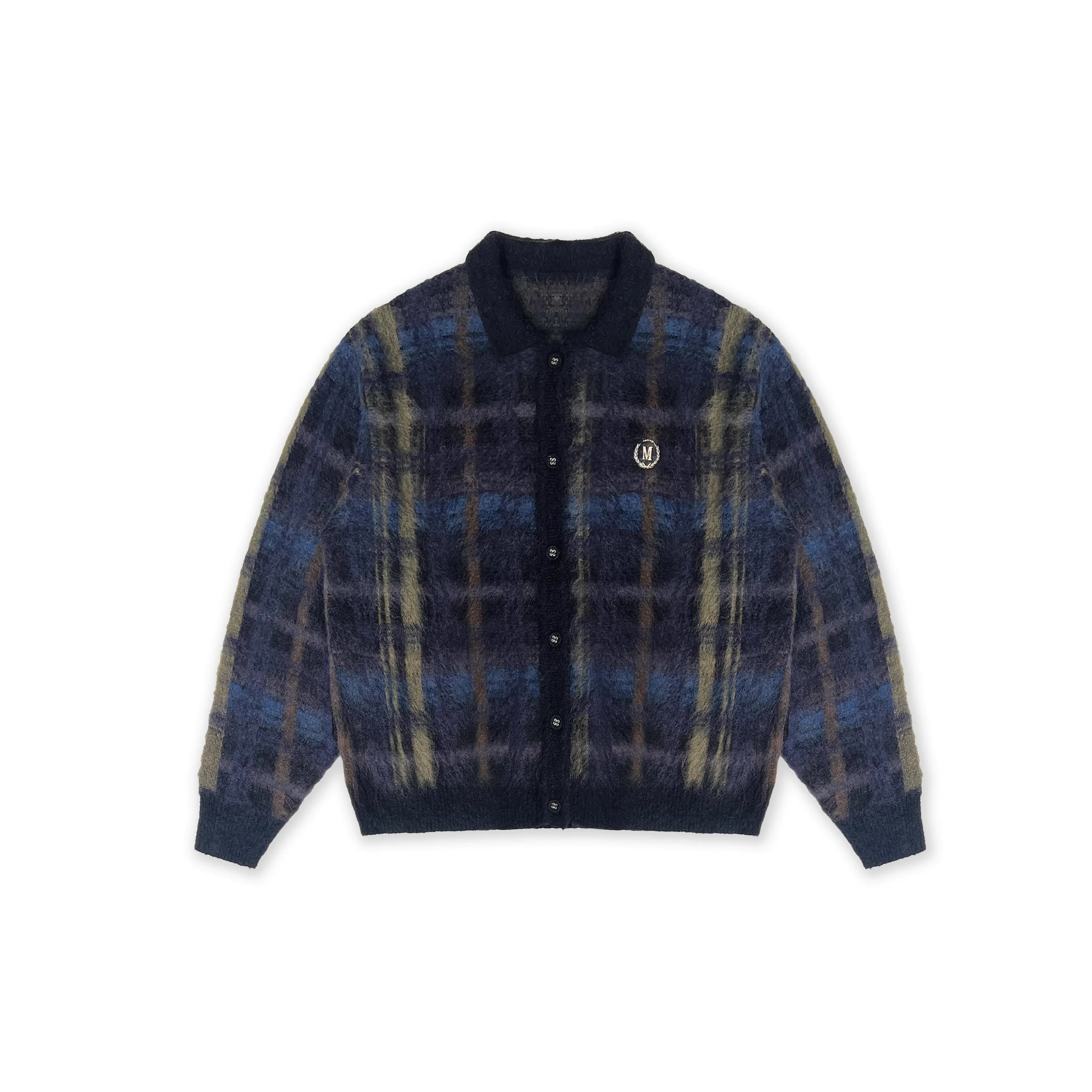 MASONPRINCE Unisex Fuzzy Plaid Knit Wrap Cardigan