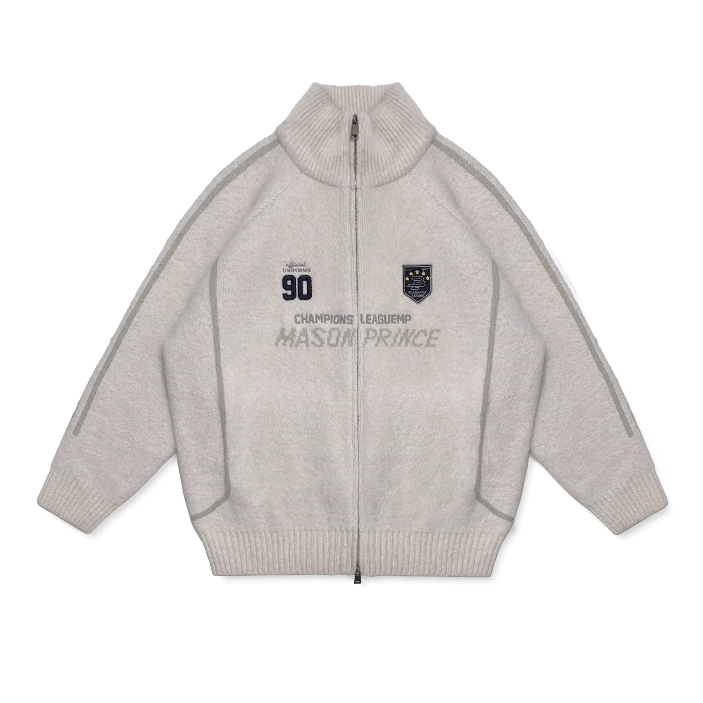 MASONPRINCE Men's Striped Zip-Up Wool Cardigan Jacket