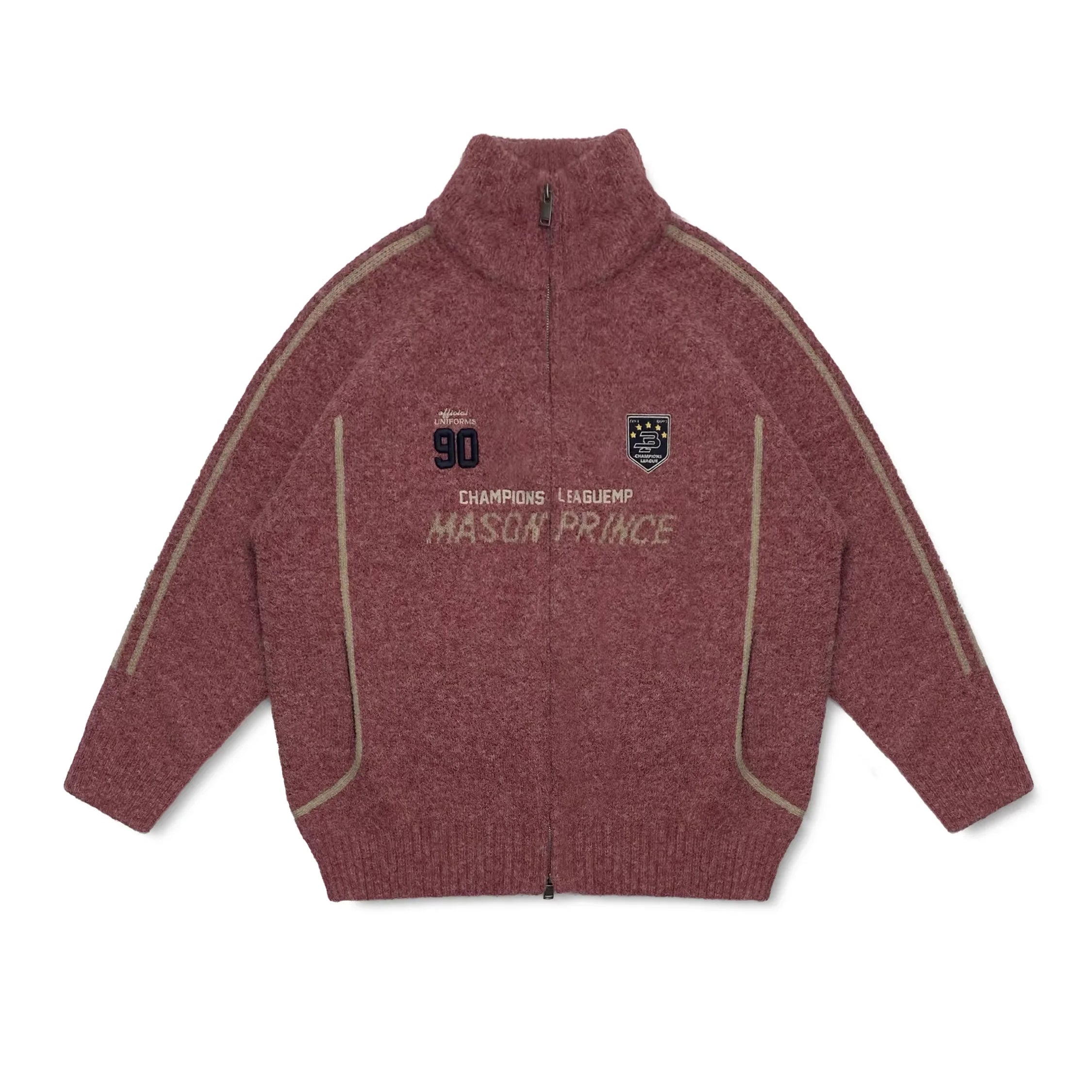 MASONPRINCE Men's Striped Zip-Up Wool Cardigan Jacket