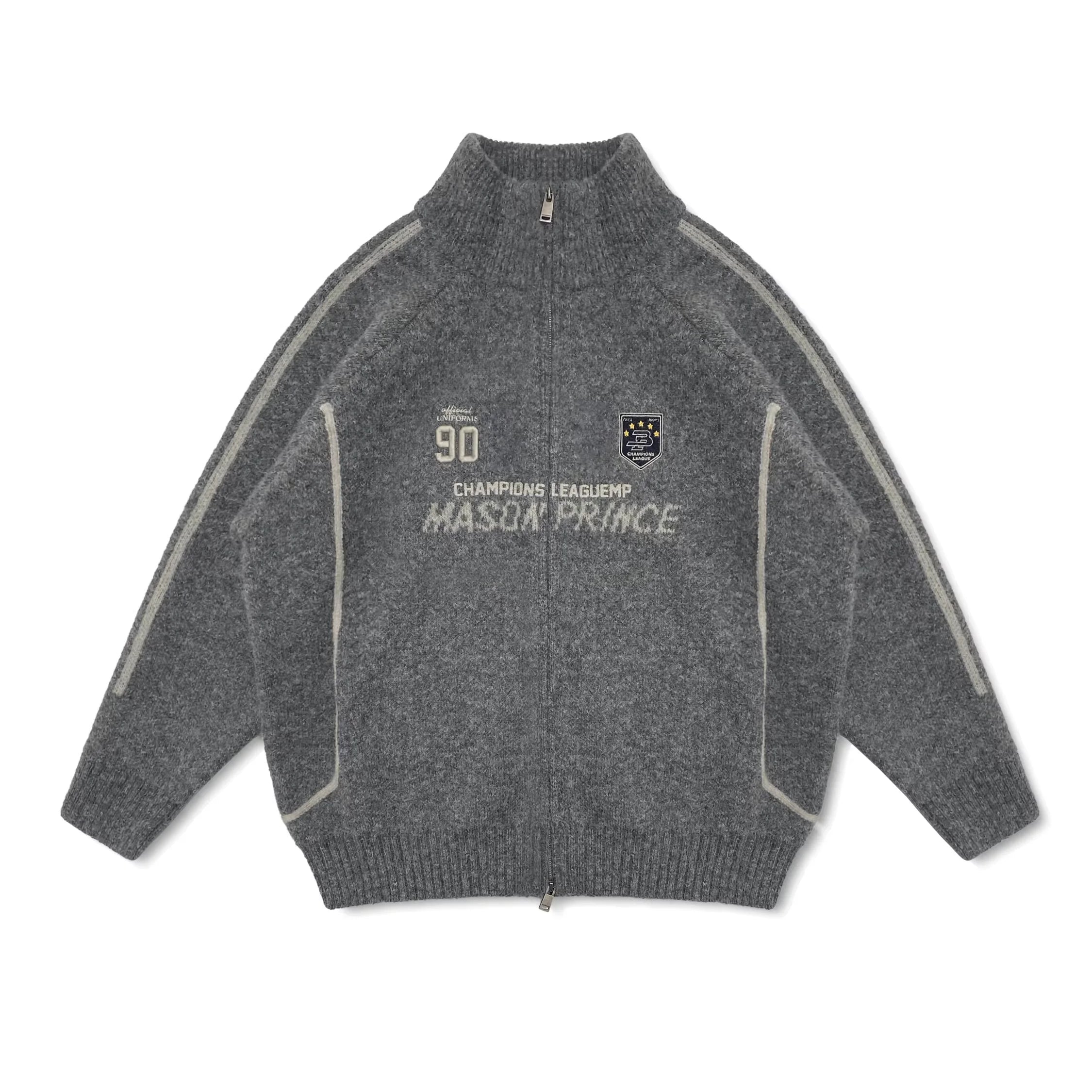 MASONPRINCE Men's Striped Zip-Up Wool Cardigan Jacket