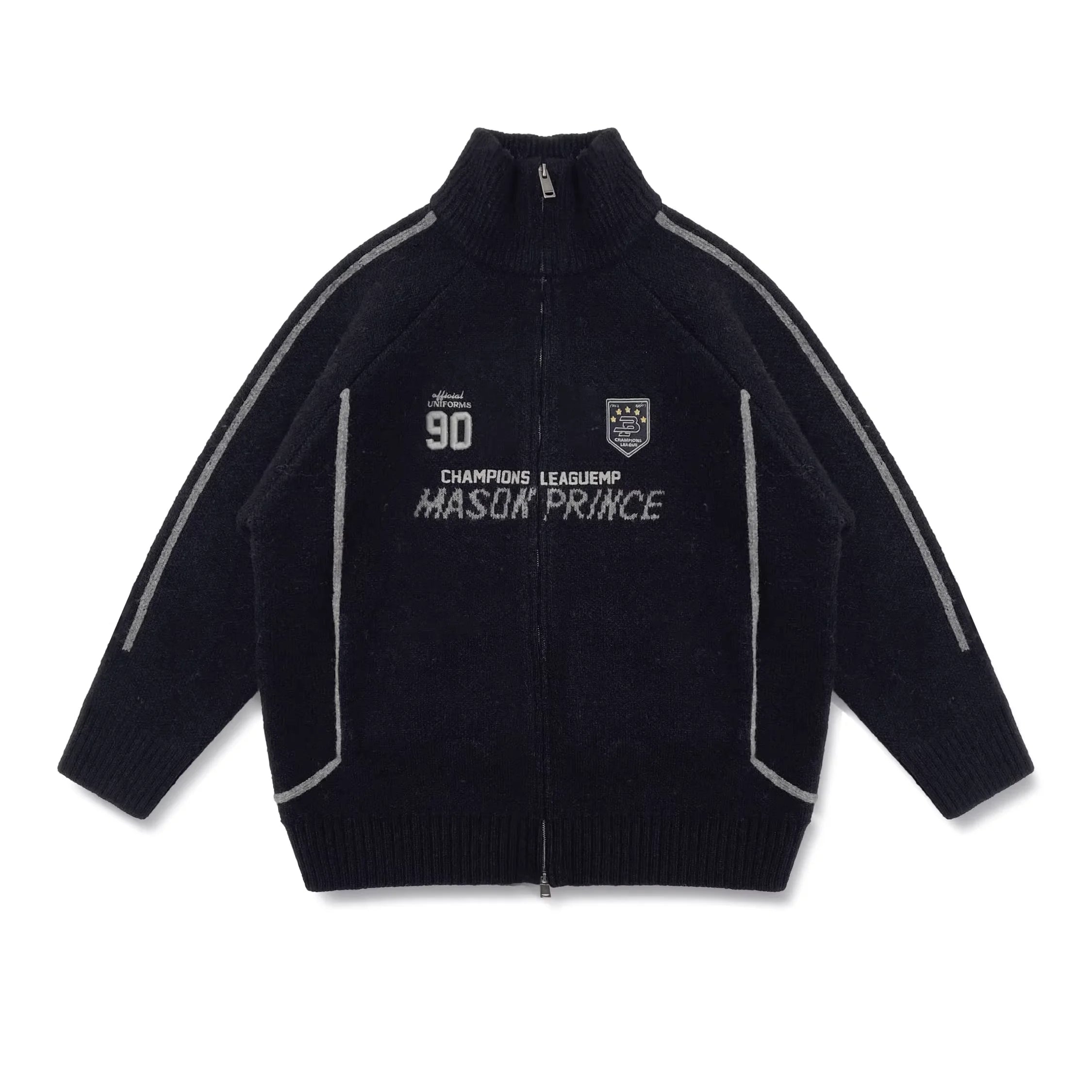 MASONPRINCE Men's Striped Zip-Up Wool Cardigan Jacket