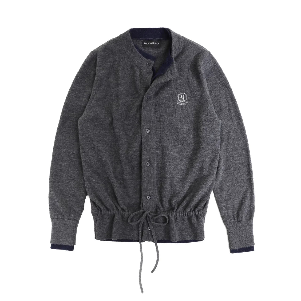 MASONPRINCE Retro Colorblock Wool-Blend Cardigan with Faux Two-Piece Design