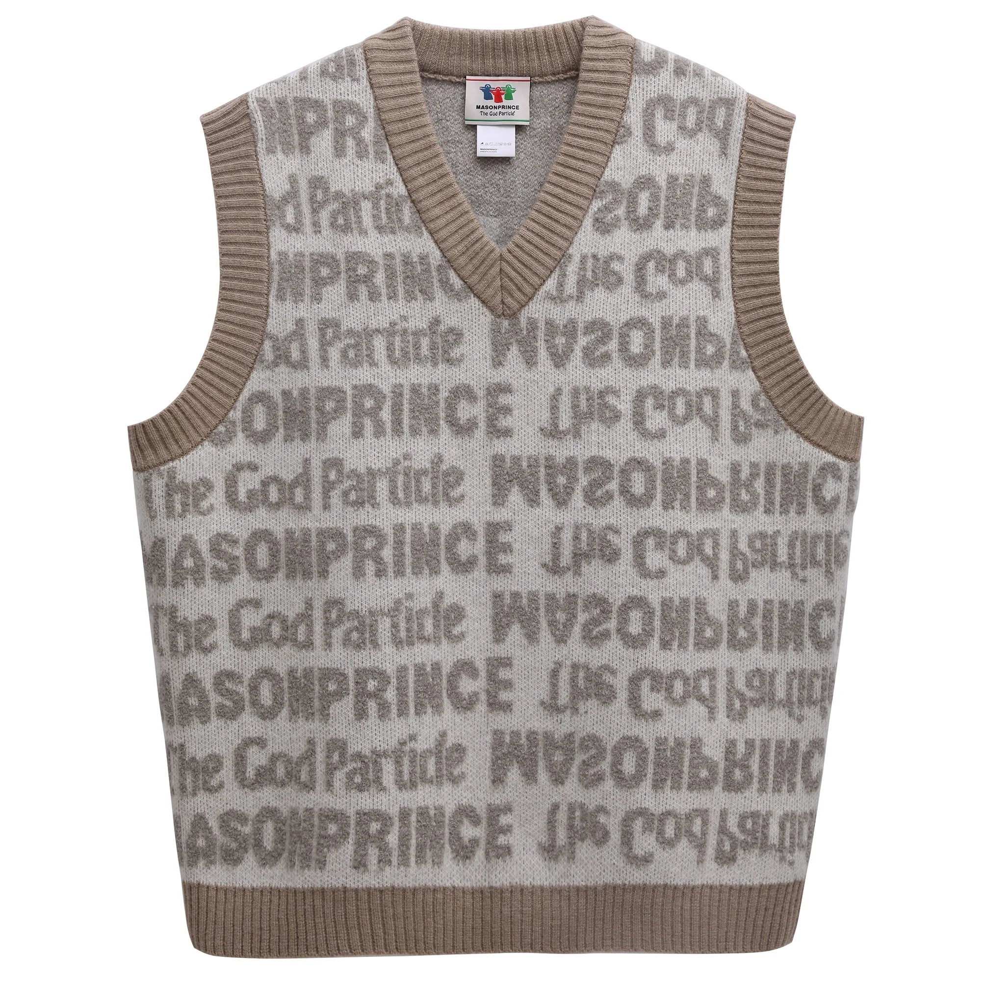 MASONPRINCE Text Graphic V-Neck Knit Vest