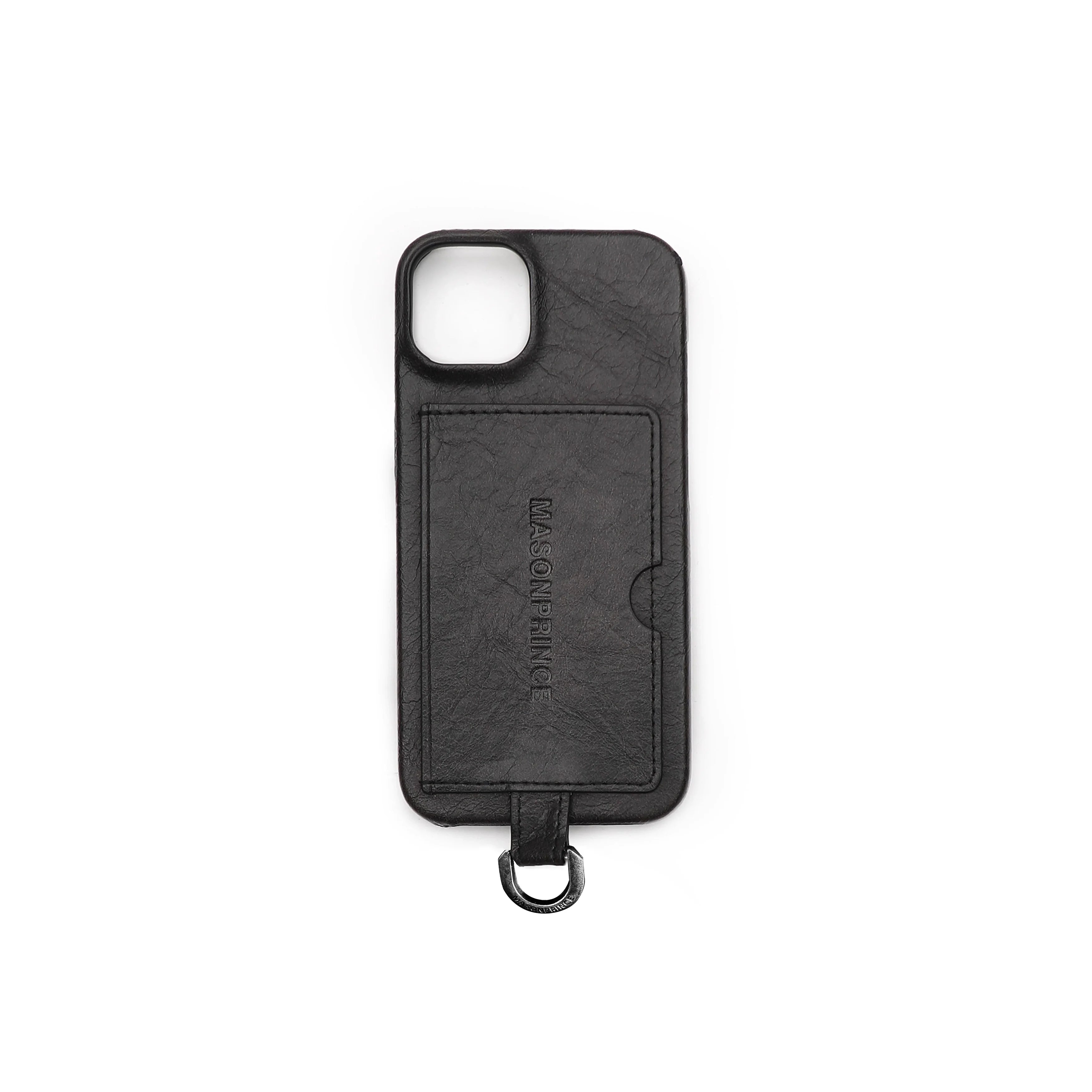 MASONPRINCE Vintage Leather-Textured Phone Case with Keychain Accessory
