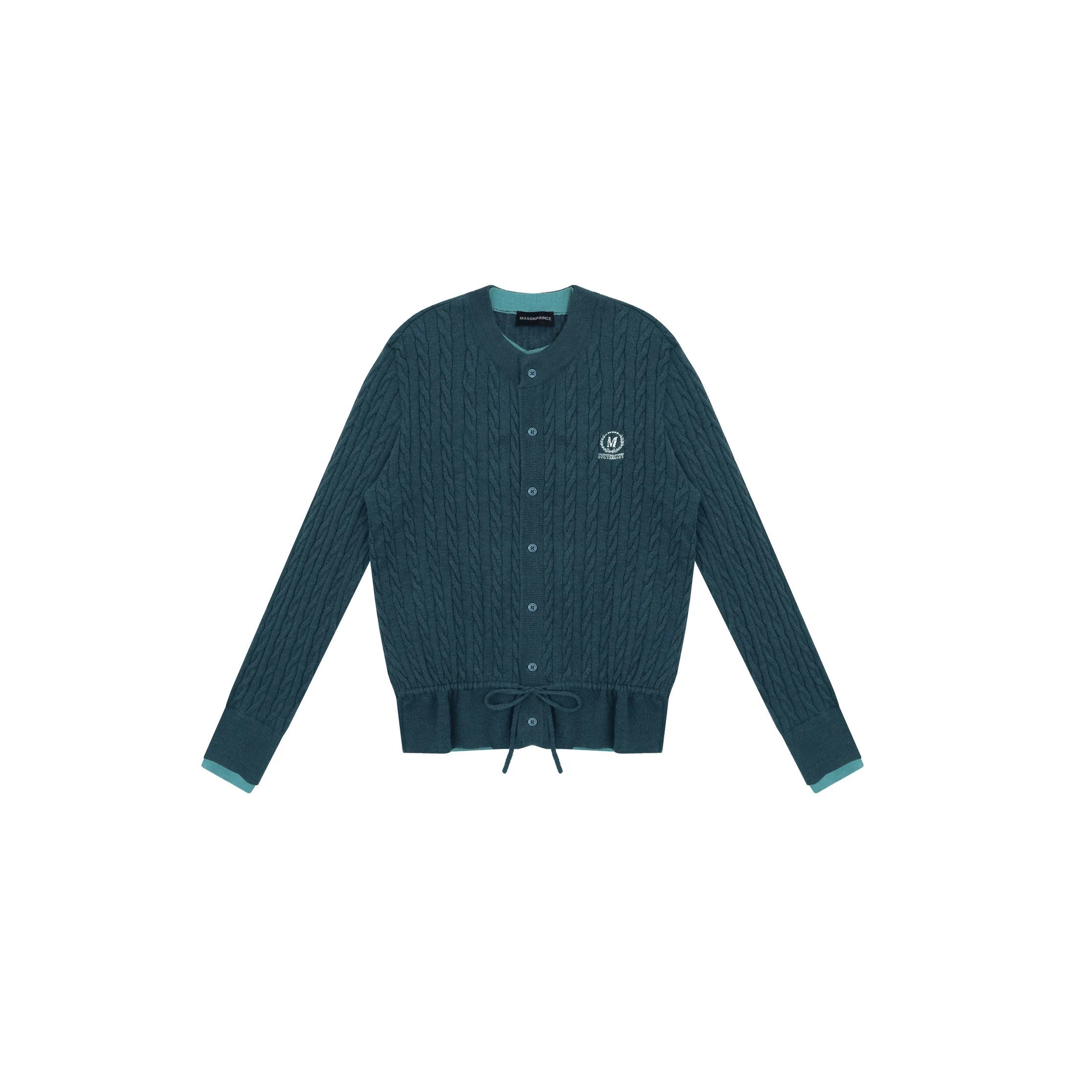 MASONPRINCE Colorblock Cable Knit Cardigan