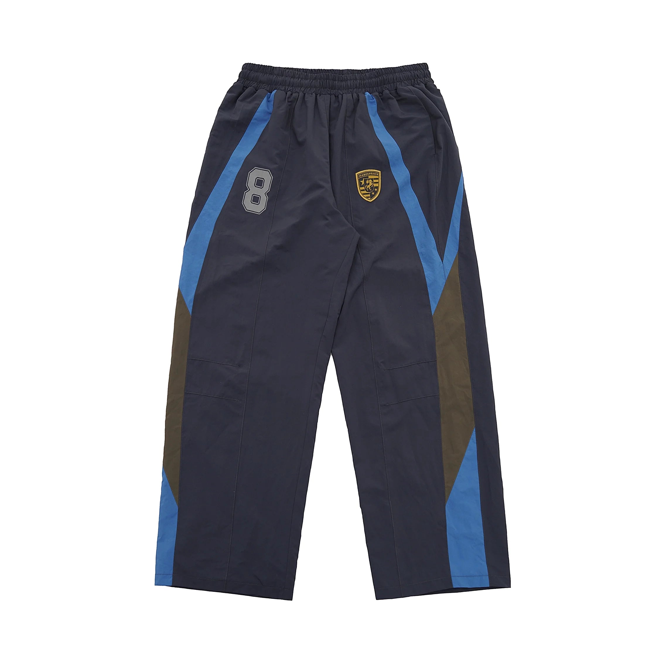 MASONPRINCE No. 8 Badge Elastic Waist Wide-Leg Track Pants