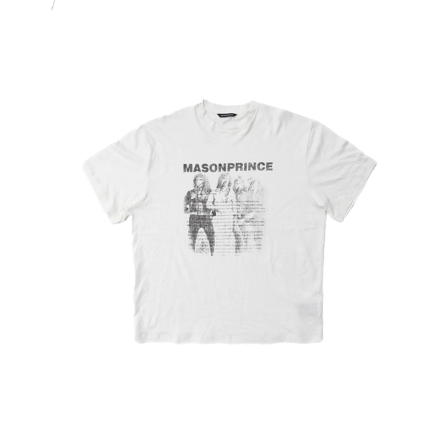 MASONPRINCE Men's Oversized Rock Print Linen Cotton T-Shirt