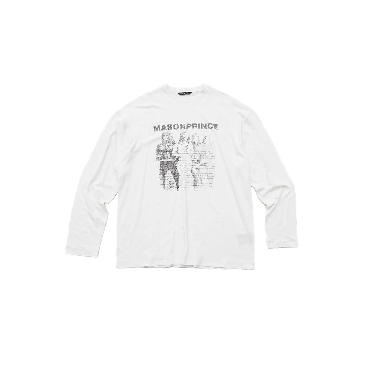 MASONPRINCE Men's Oversized Rock Print Linen Cotton T-Shirt