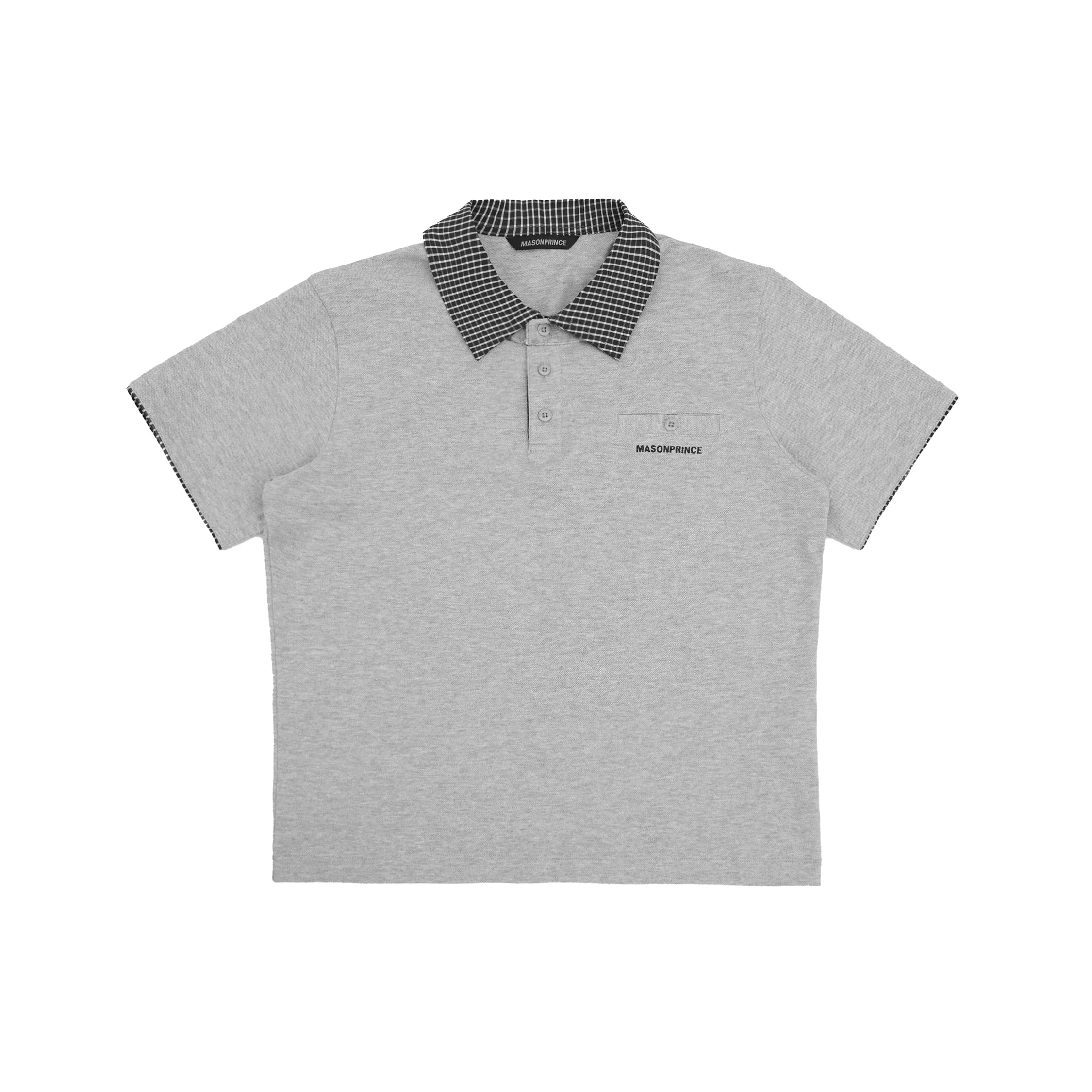 MASONPRINCE Plaid-Trim Piqué Cotton Polo - Loose/Fitted Styles