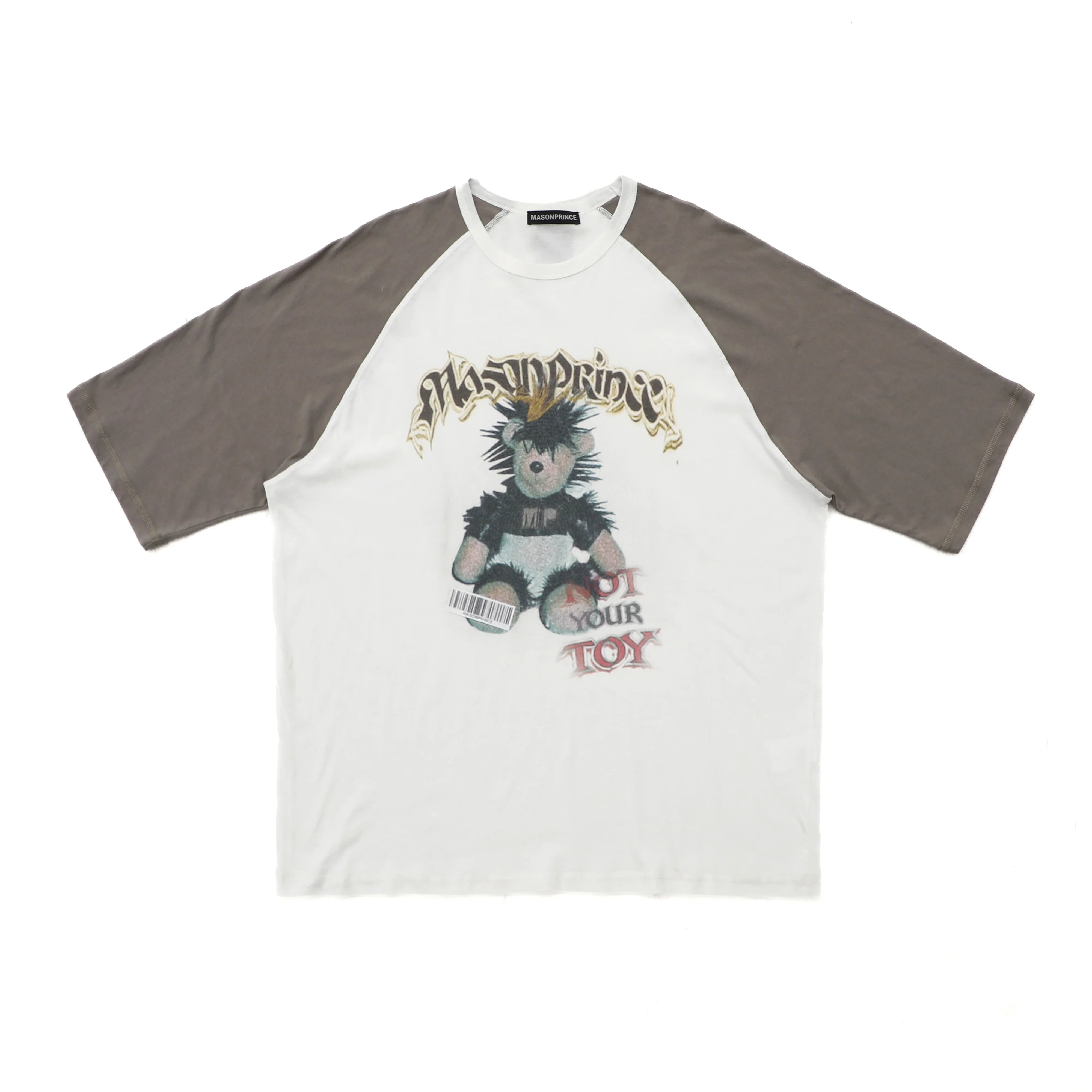 MASONPRINCE Colorblock Punk Bear Cotton Raglan T-Shirt