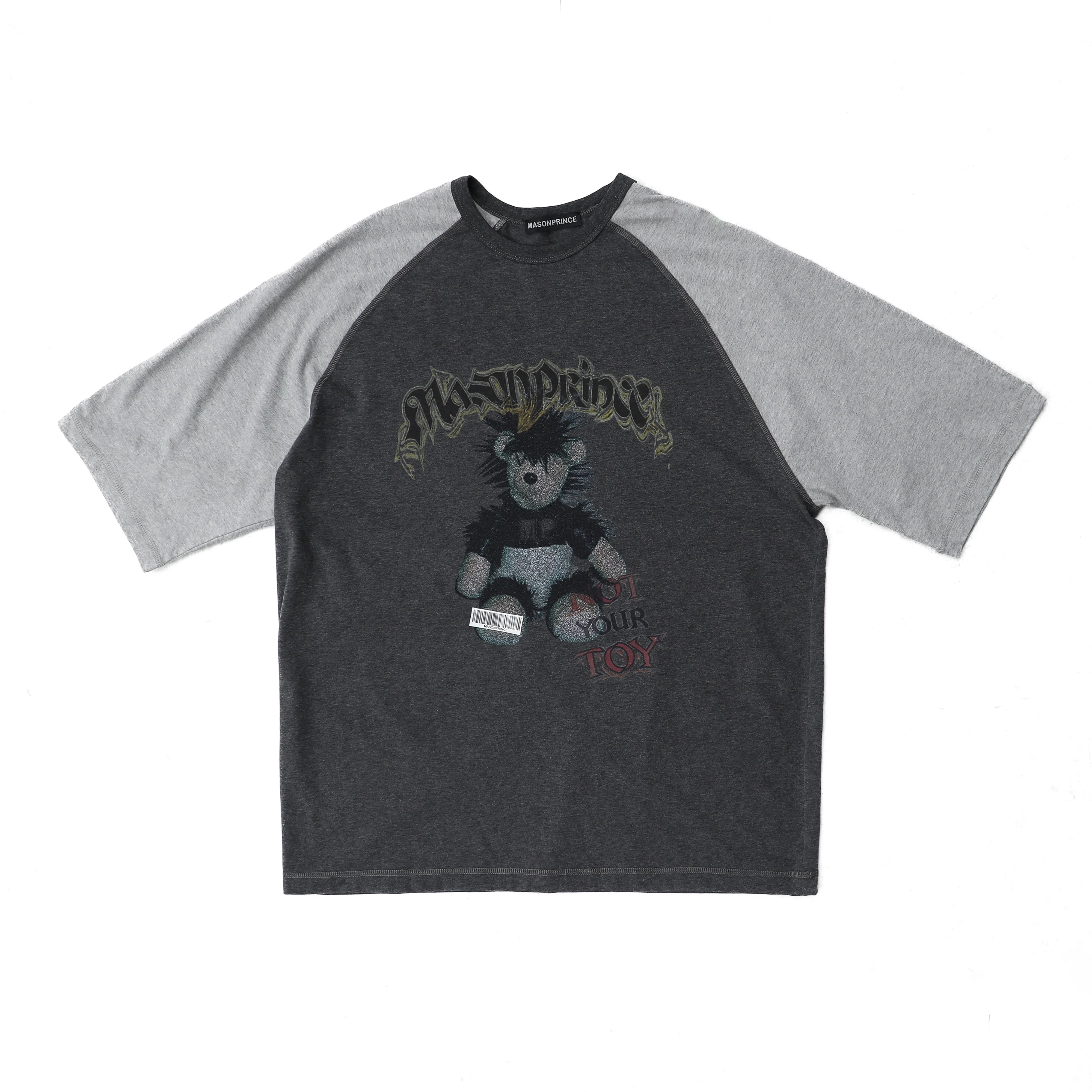 MASONPRINCE Colorblock Punk Bear Cotton Raglan T-Shirt