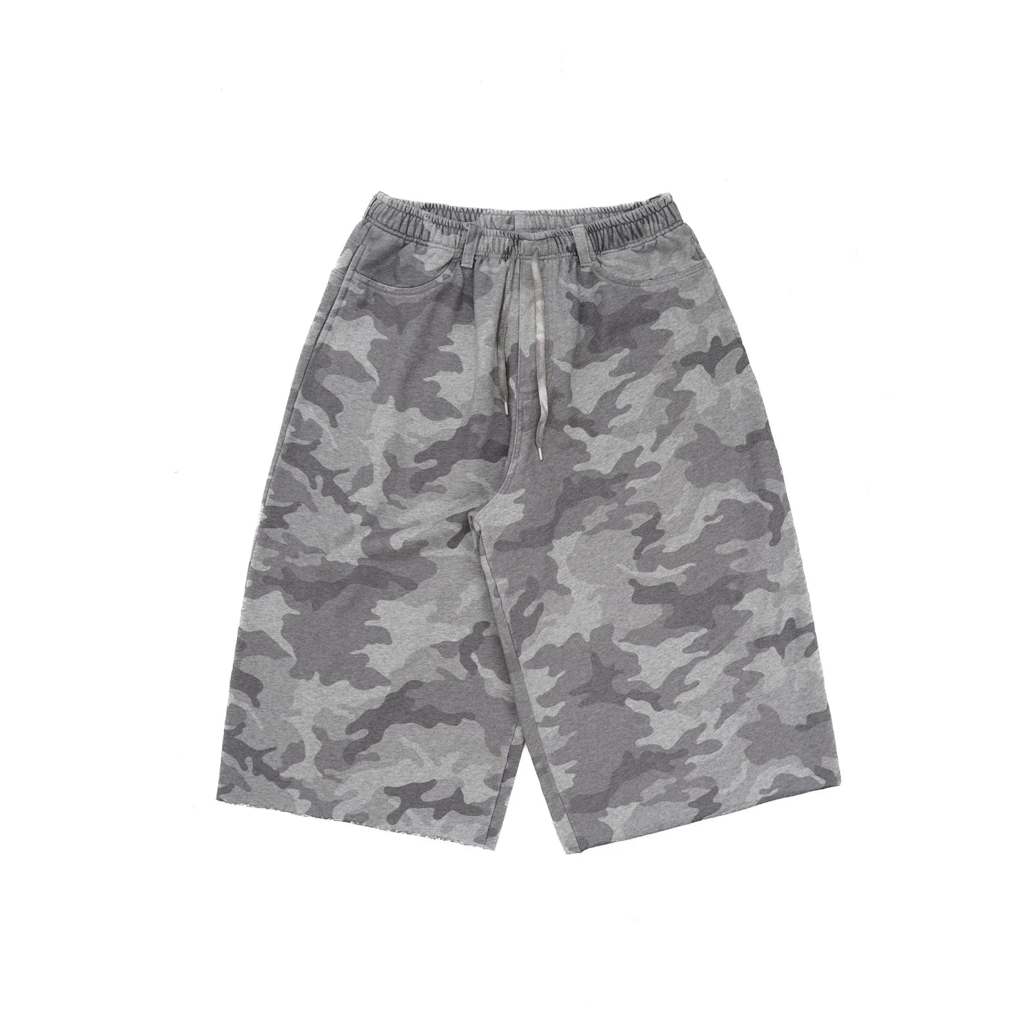 MASONPRINCE Men's Cropped Camo Terry Knit Sweatpants with Raw Hem