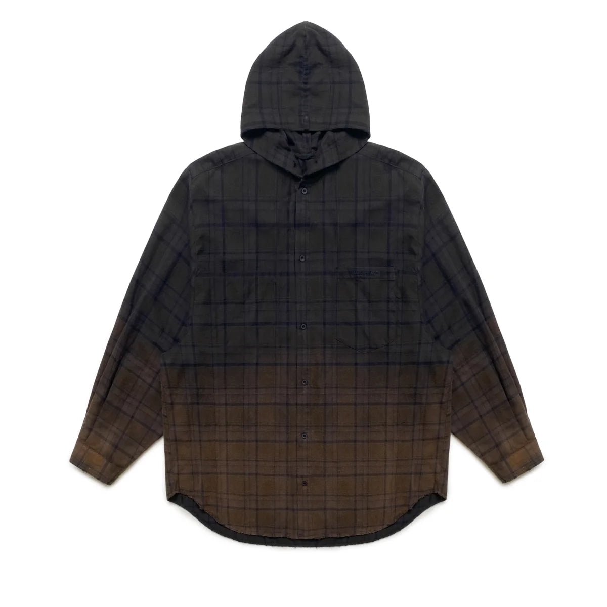 MASONPRINCE Men's Gradient Plaid Micro-Velvet Shirt Jacket with Hood