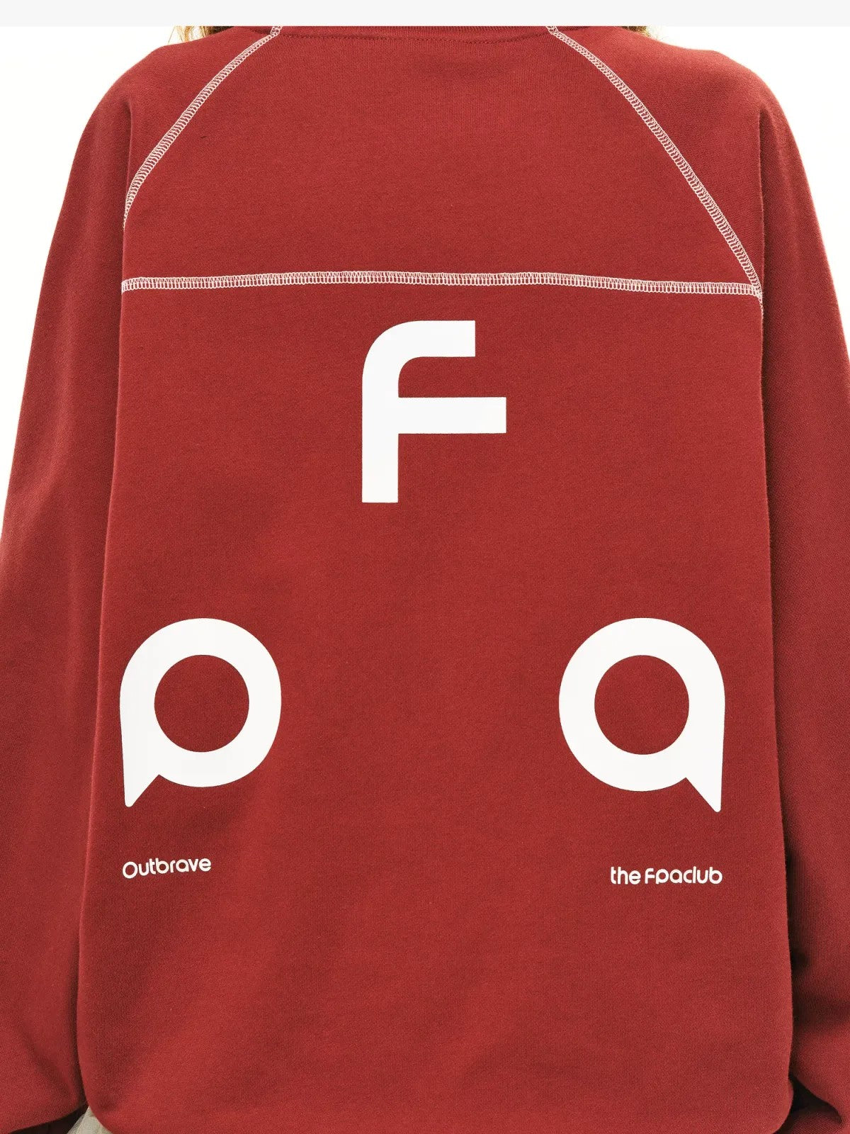 FPA Heavyweight Raglan Crewneck in Burgundy - On Model