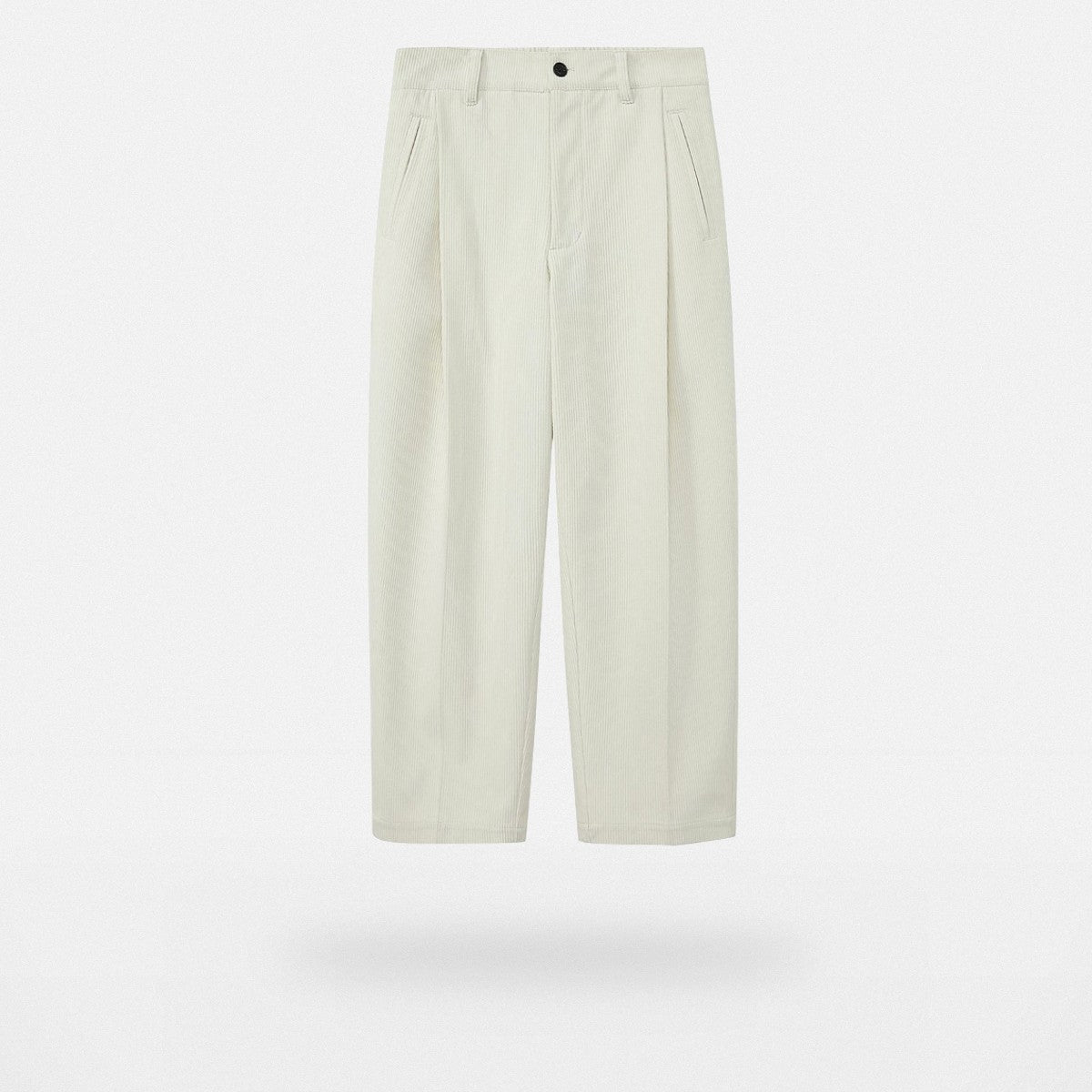 NANS Pleated Corduroy Cropped Trousers in White