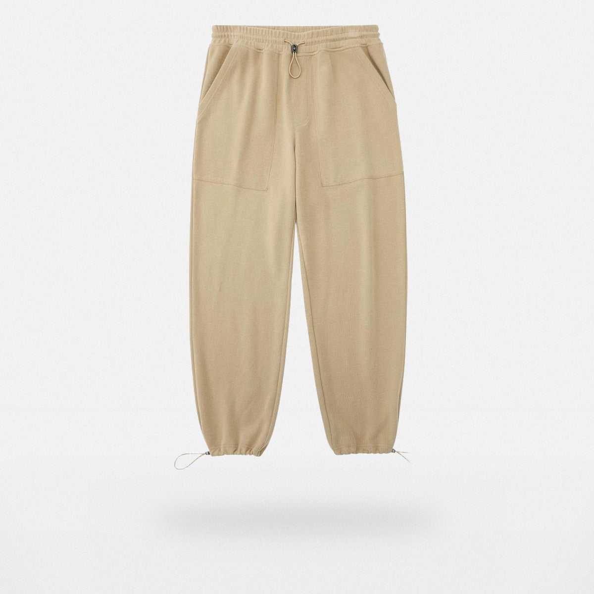 NANS Plush Textured Wide Leg Track Pants in Beige
