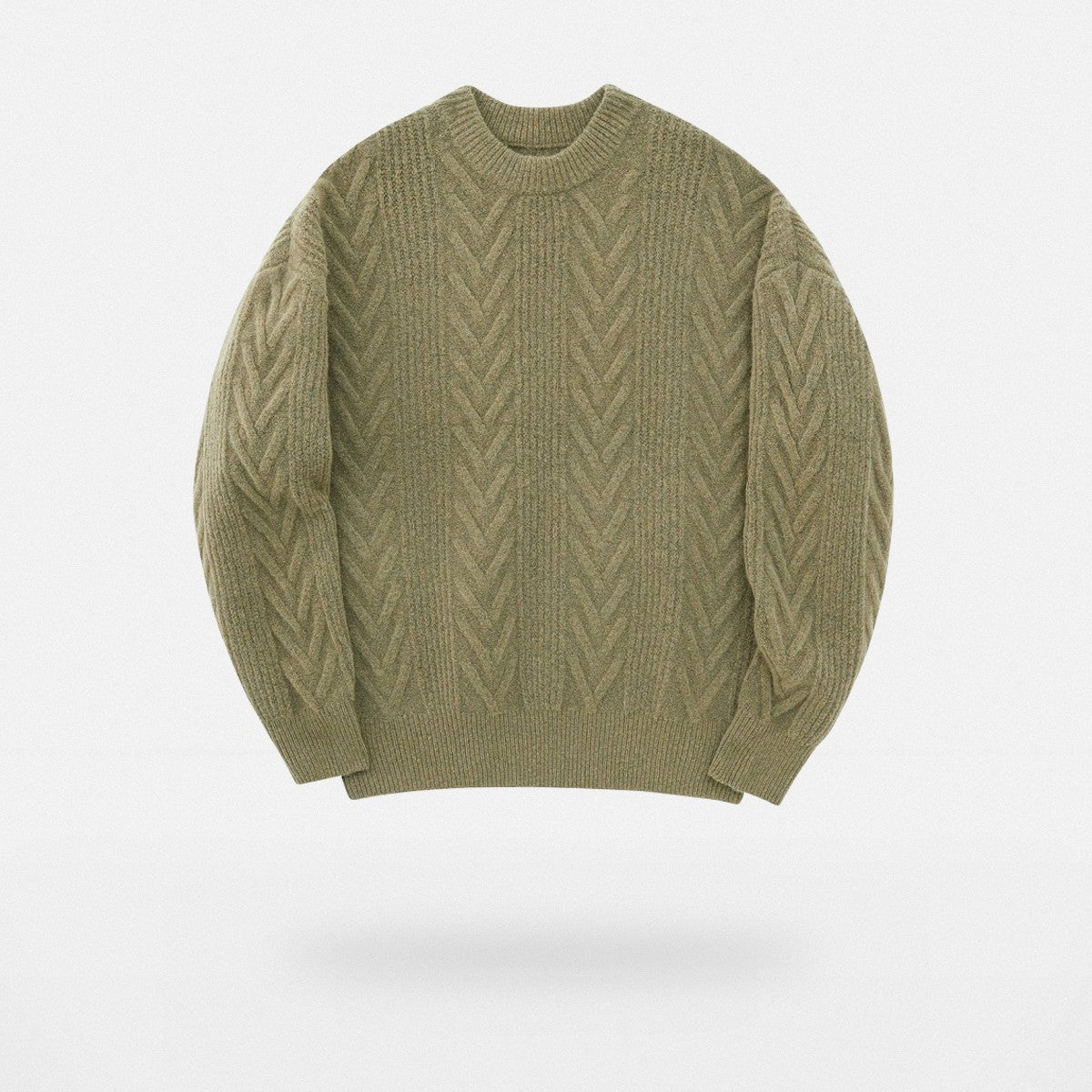 NANS Yak Wool Blend Cable Knit Sweater in Olive