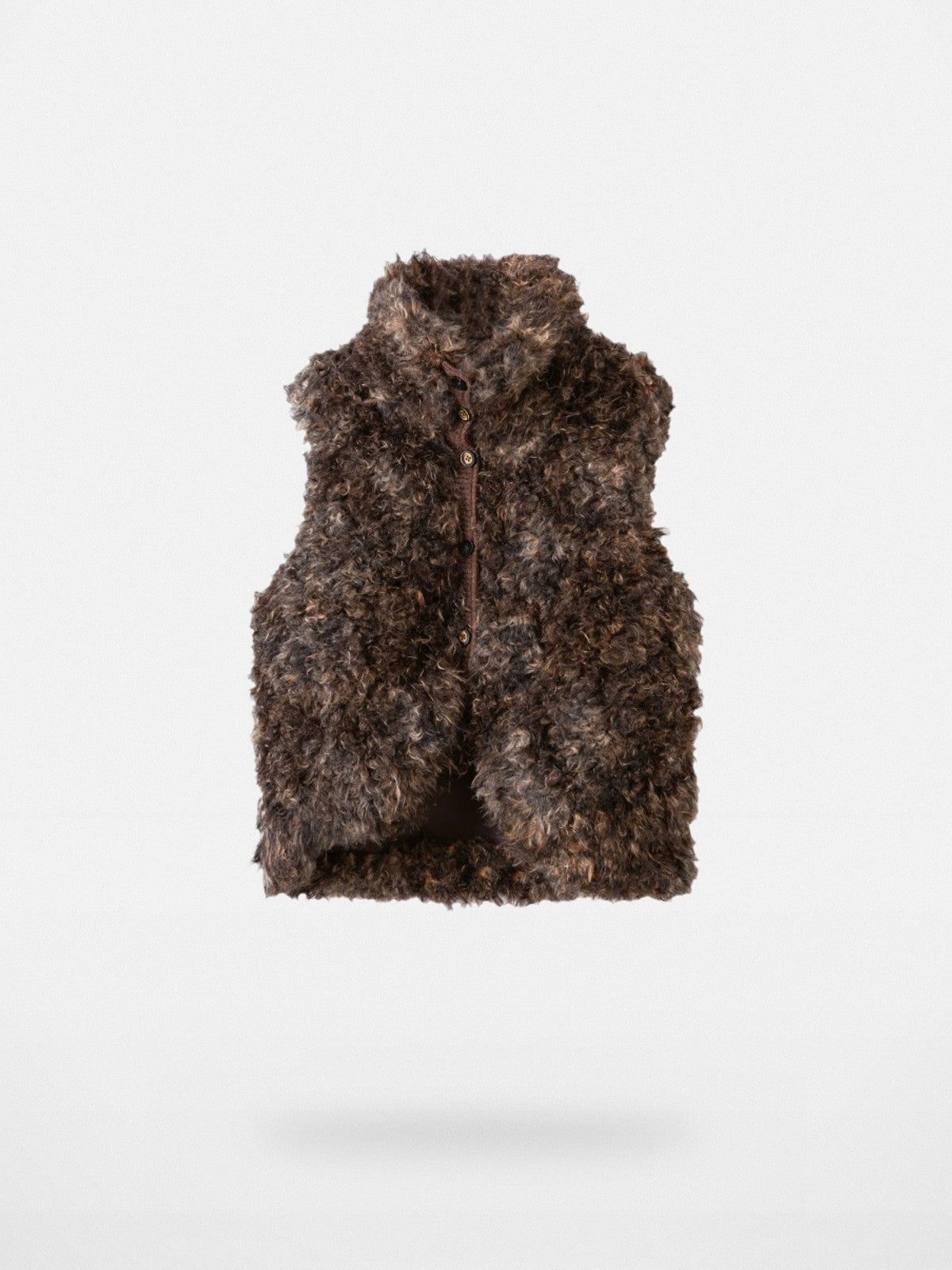 THELIGHT OFFICIAL Shaggy Faux Sherpa Vest in Brown