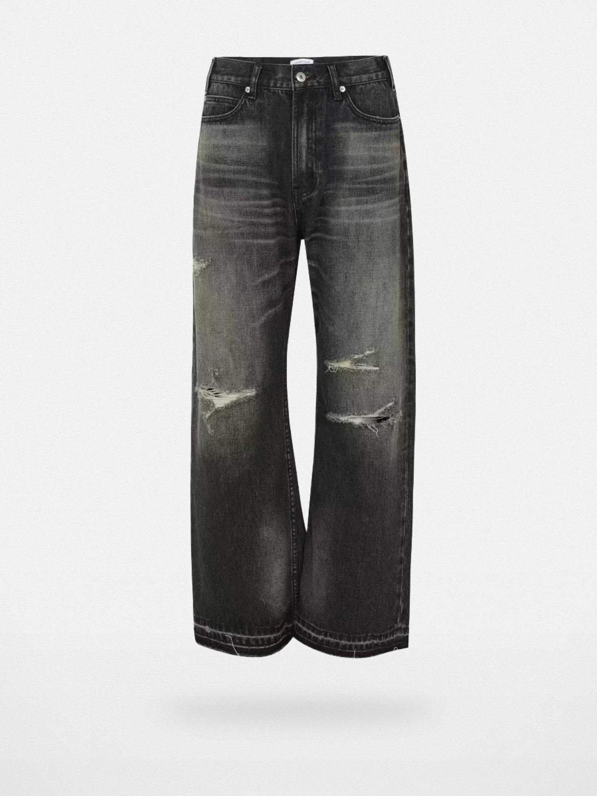AFterTaste Distressed Fringed Selvedge Jeans in Yellow