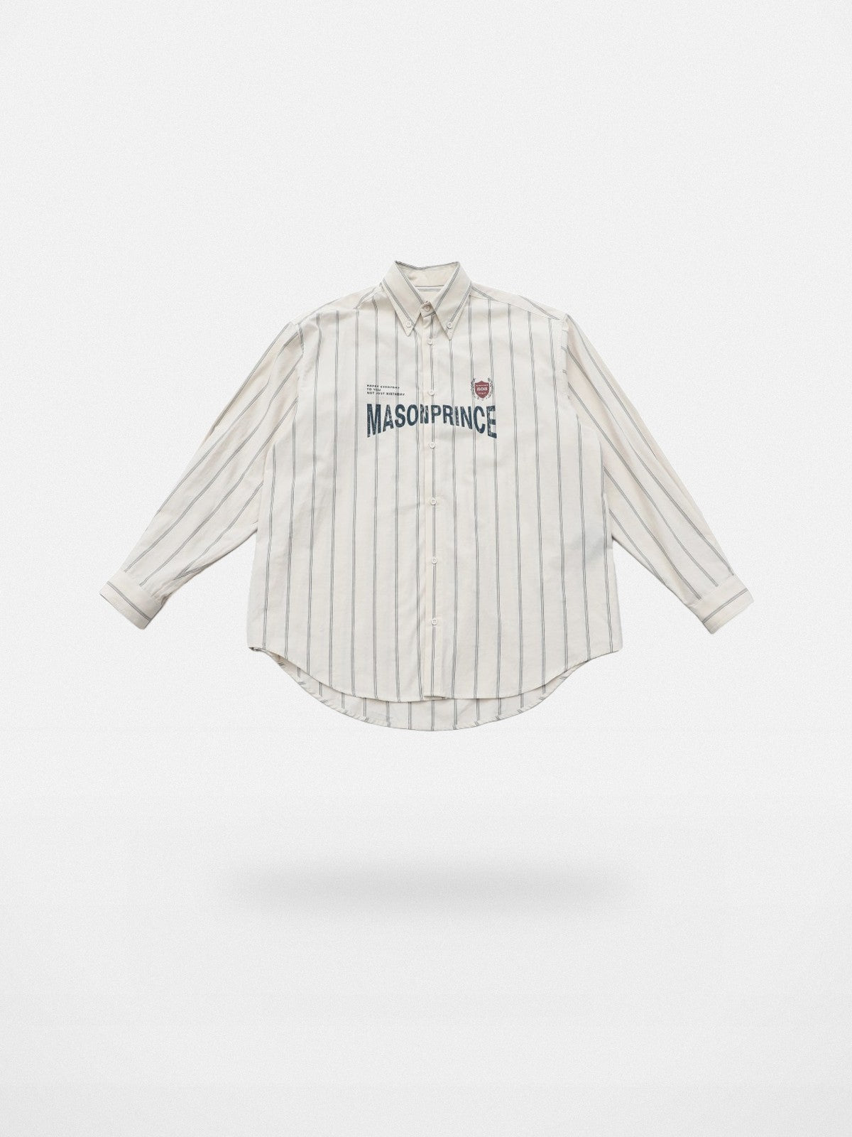 MASONPRINCE Striped Logo Button Down Shirt in White