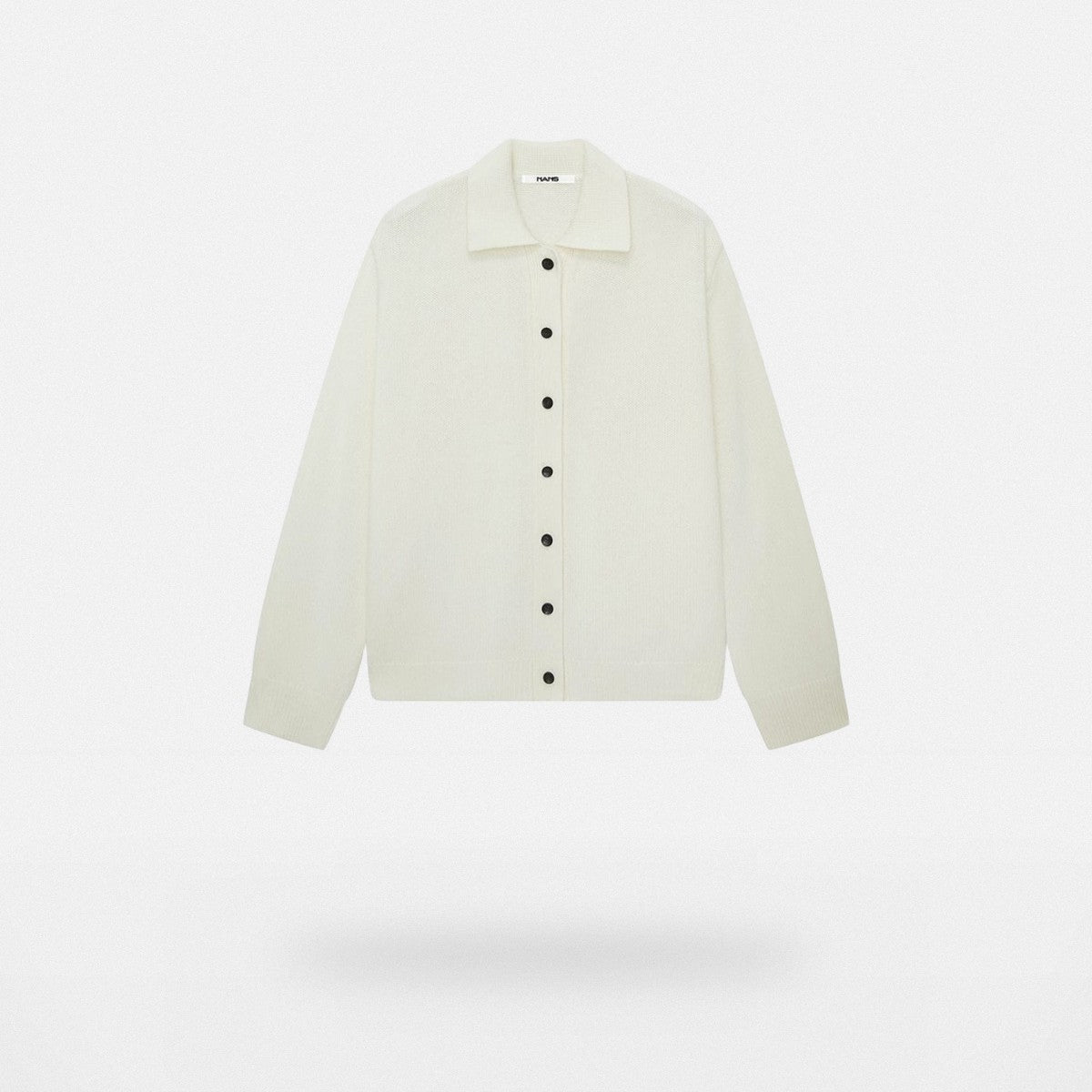 NANS Merino Wool Cashmere Cardigan in White
