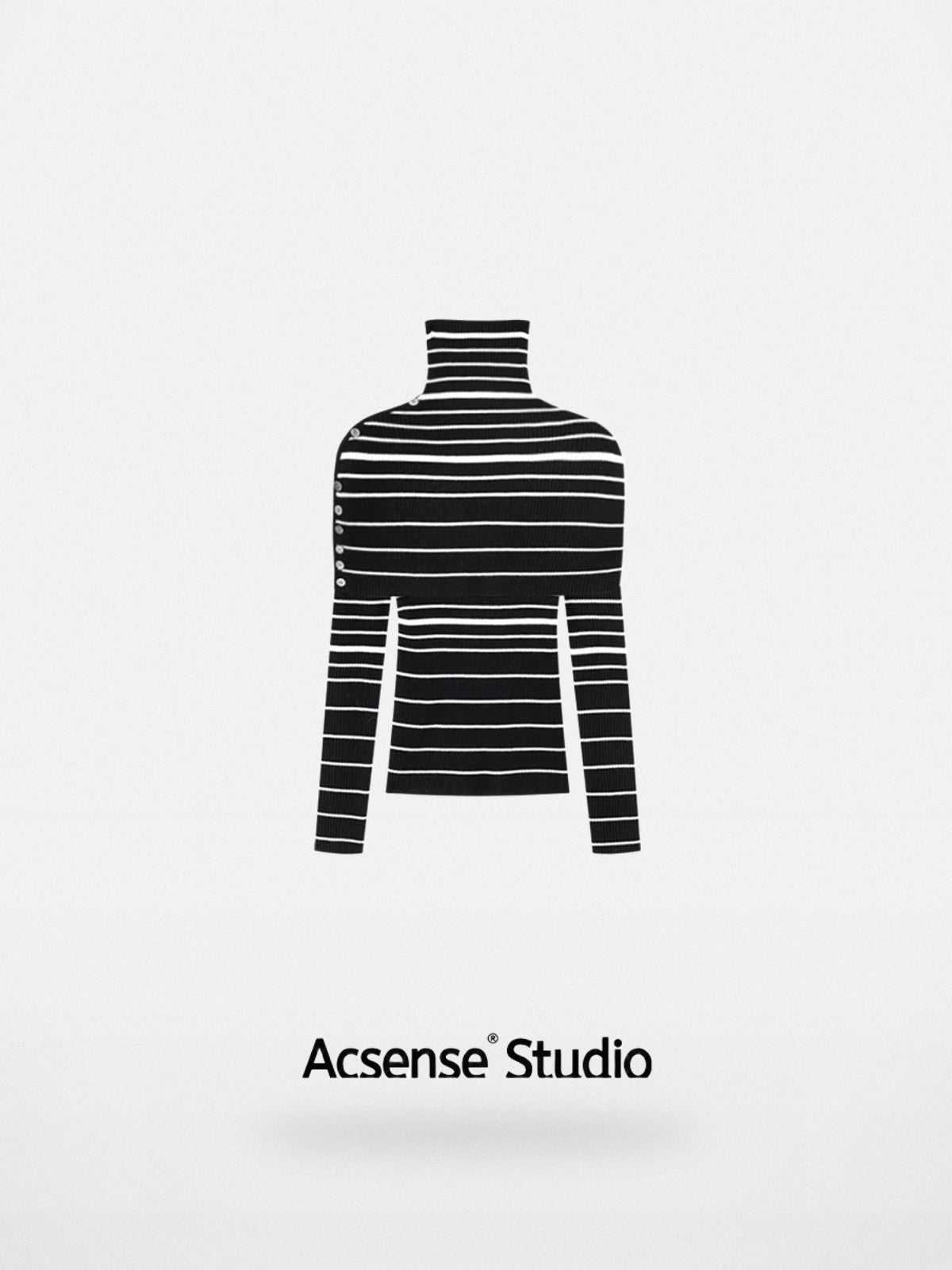 ACSENSE STUDIO Striped Wool Knit Bolero Top Set in Black
