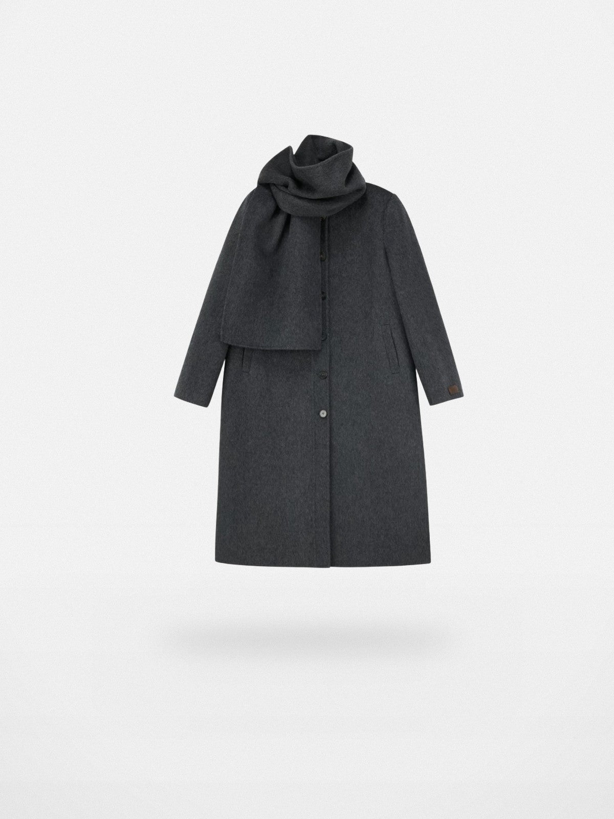 PUKI Double Faced Wool Scarf Coat in Gray