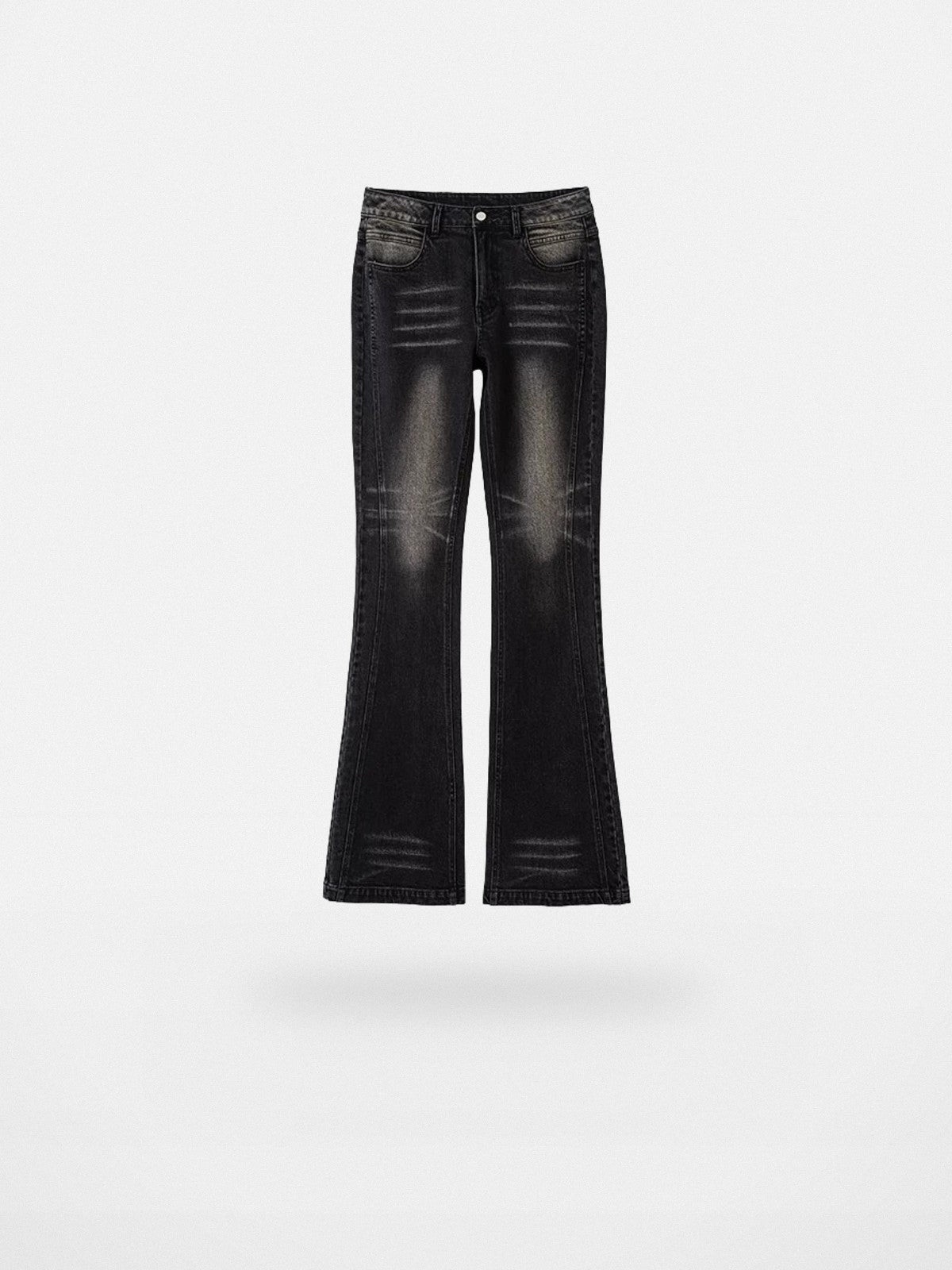 ACSENSE STUDIO Whiskered Micro Flare Jeans in Black