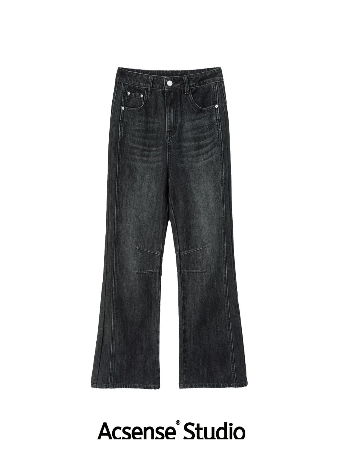 ACSENSE STUDIO Hand Distressed Micro Flare Jeans in Denim