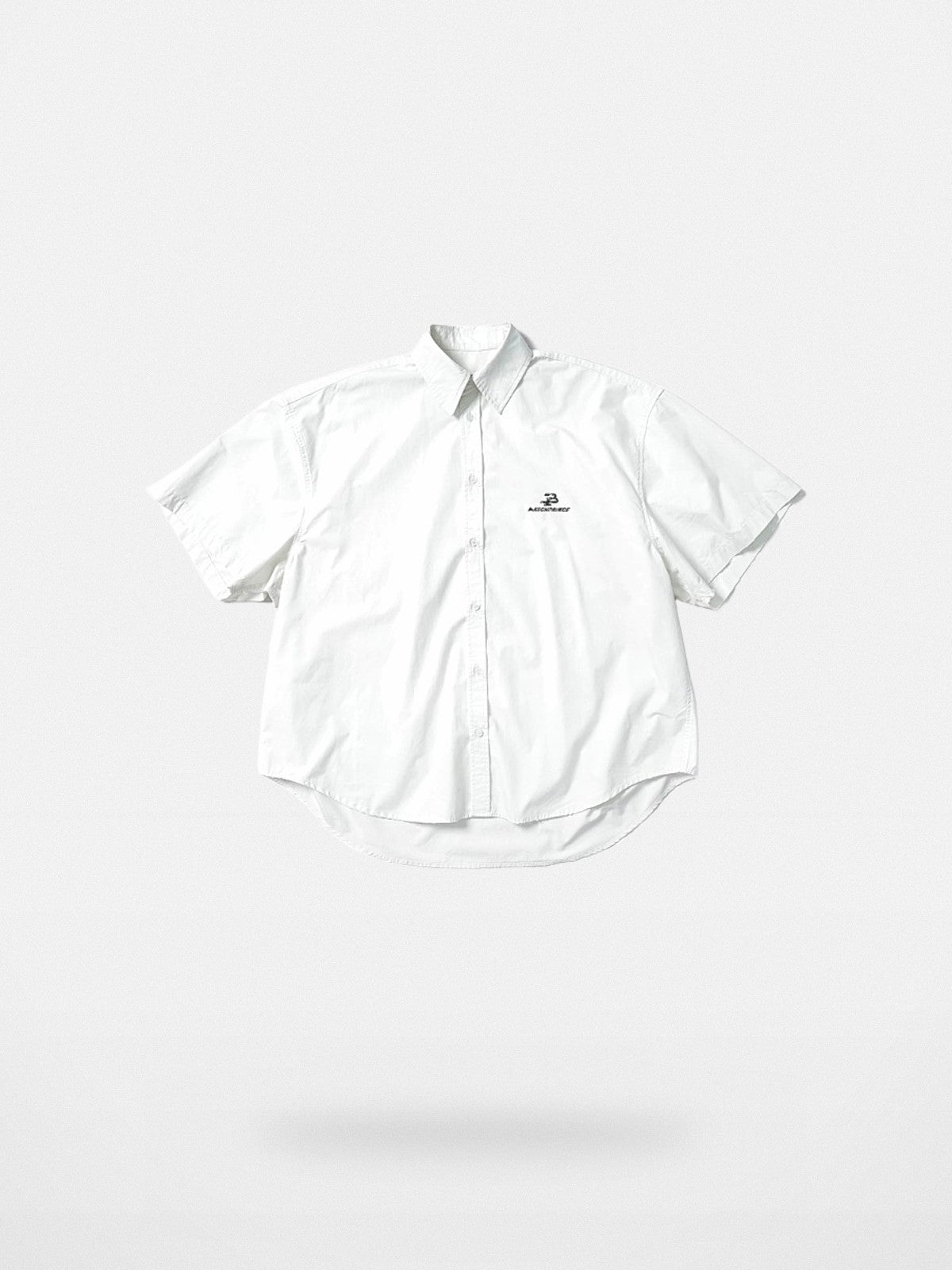 MASONPRINCE Distressed Cotton Short Sleeve Shirt in White