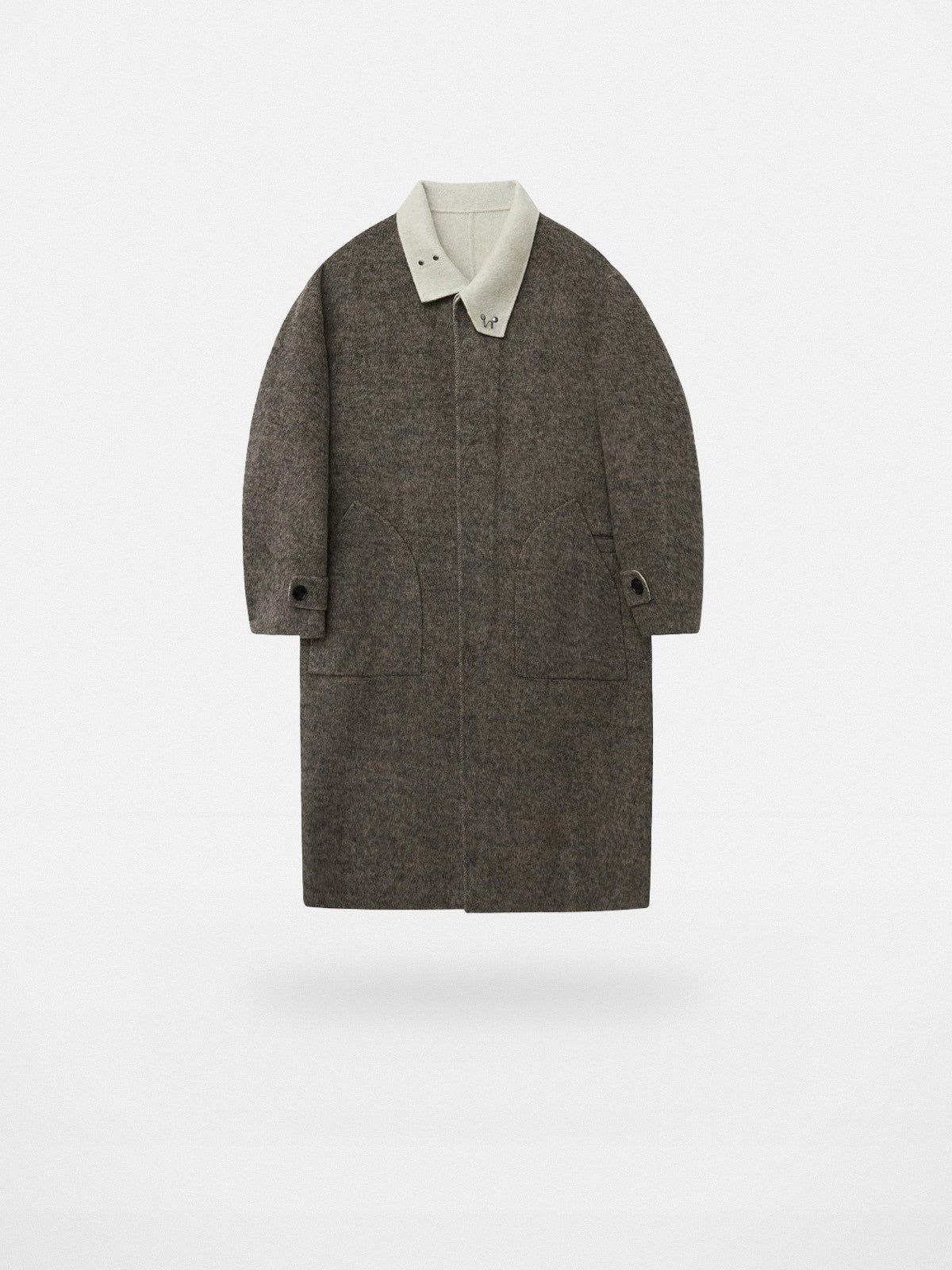 NANS Double Faced Wool Rabbit Hair Coat in Brown